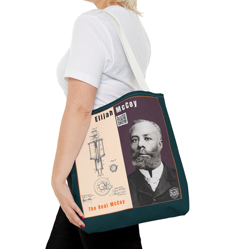 Elijah McCoy 'The Real McCoy' Tote Bag — Inspirational History Tribute (Muted Teal)