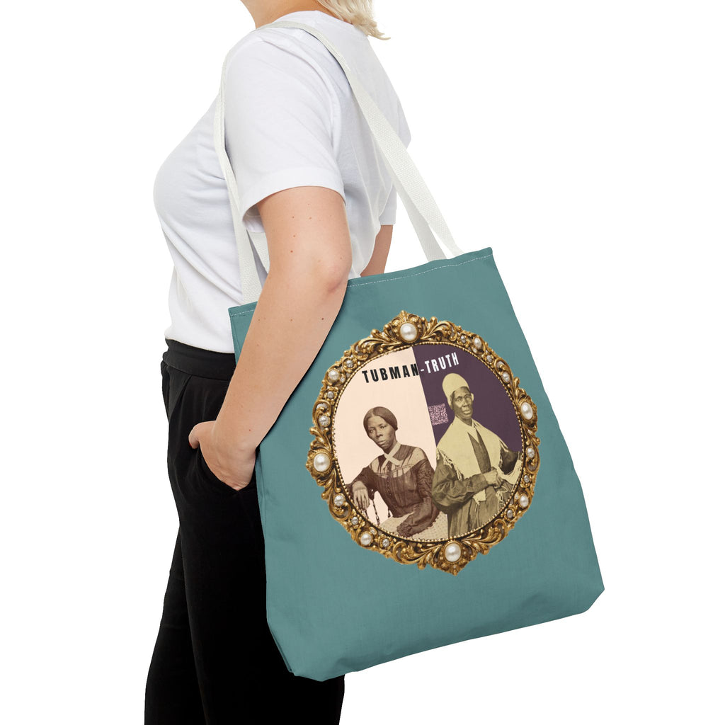 Tubman-Truth Brooch Graphic Tote Bag (Dark Teal)