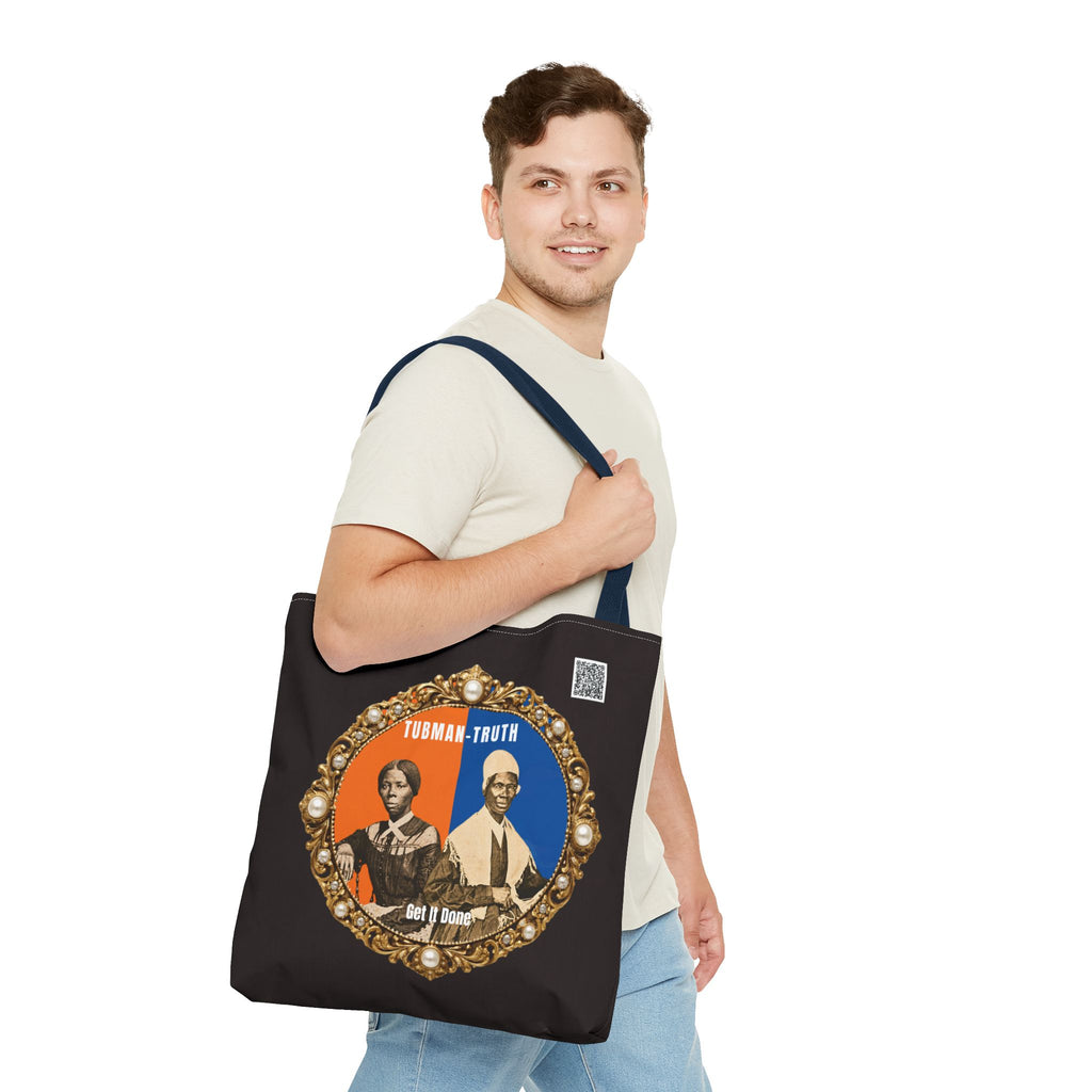 Tubman-Truth Brooch Graphic Tote Bag (Black)