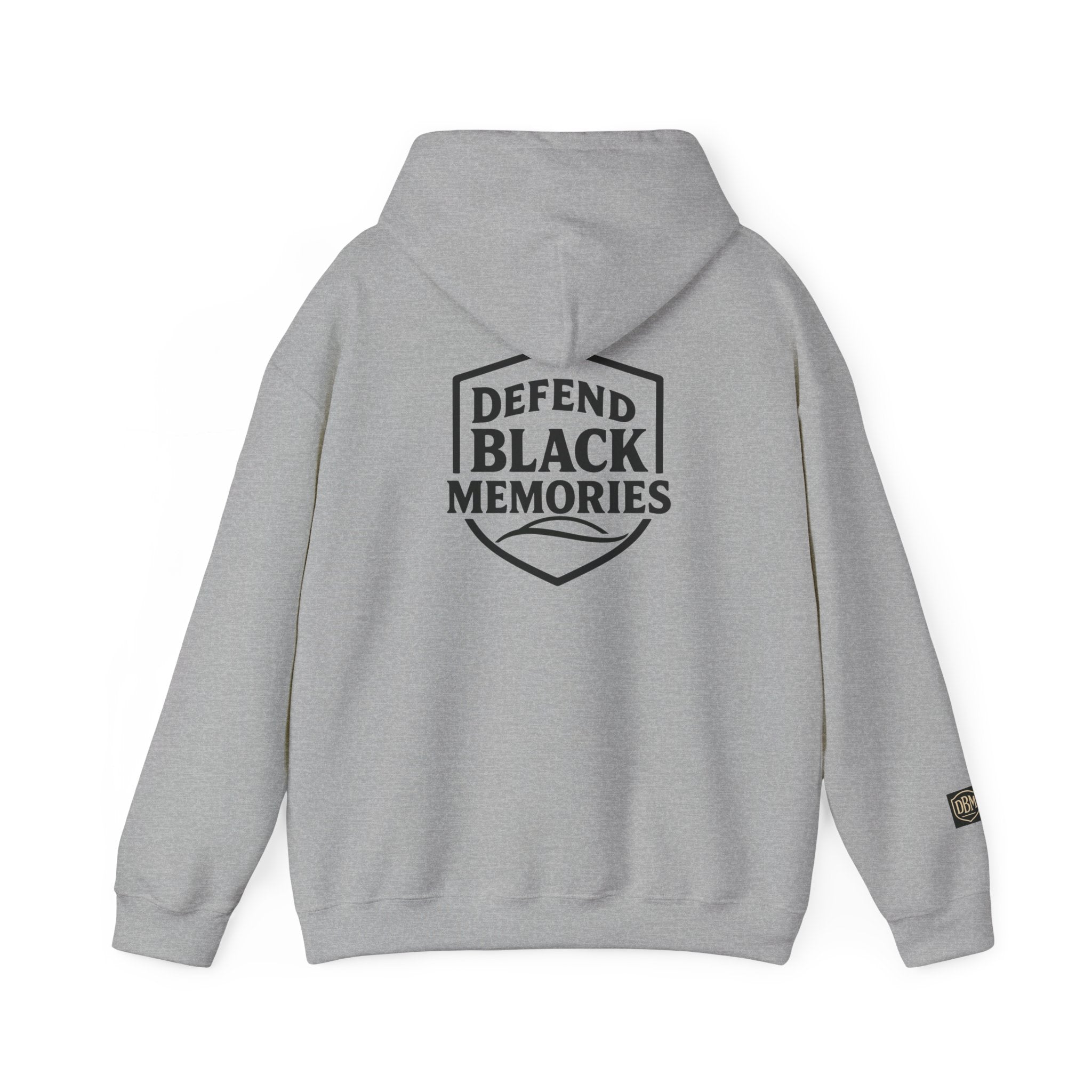 Defend Black Memories: Elijah McCoy Historical Black Portrait Big Back Logo Hoodie