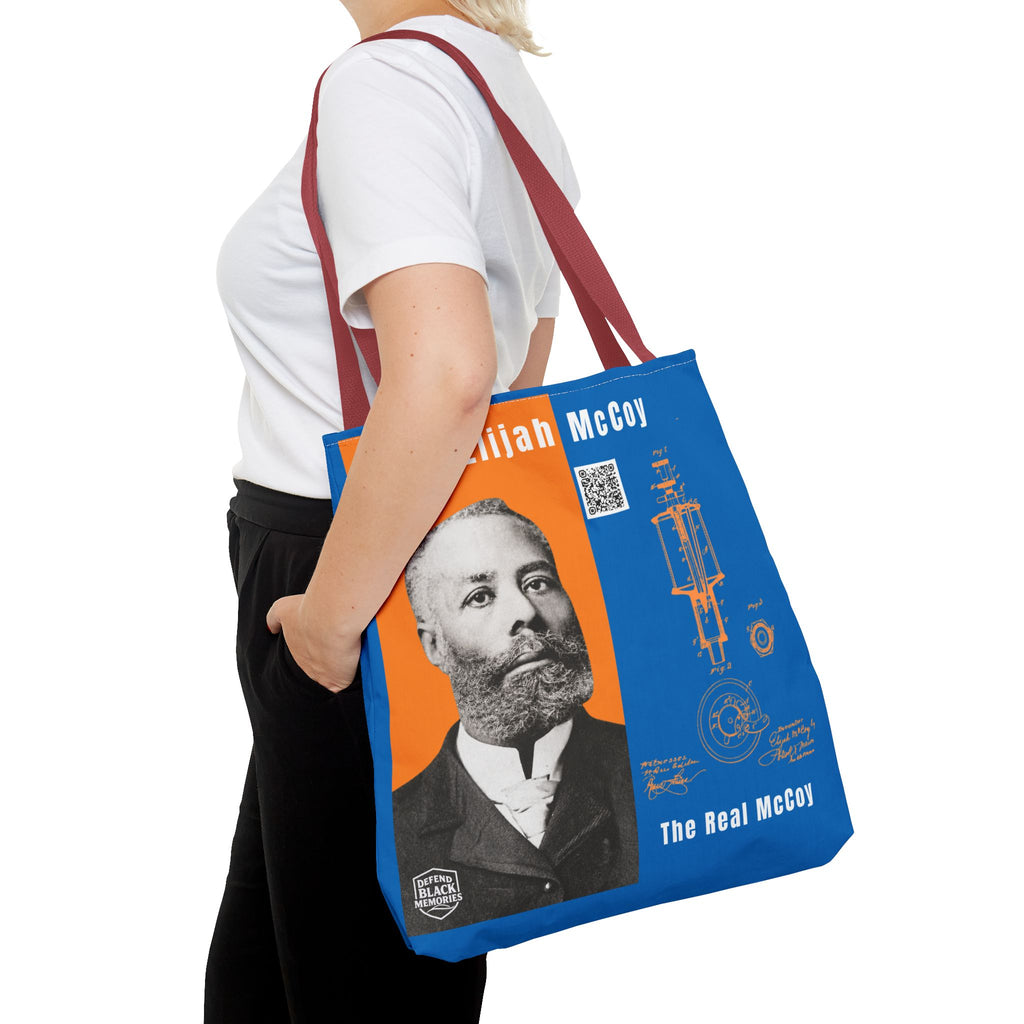 Elijah McCoy 'The Real McCoy' Tote Bag — Inspirational History Tribute (White)