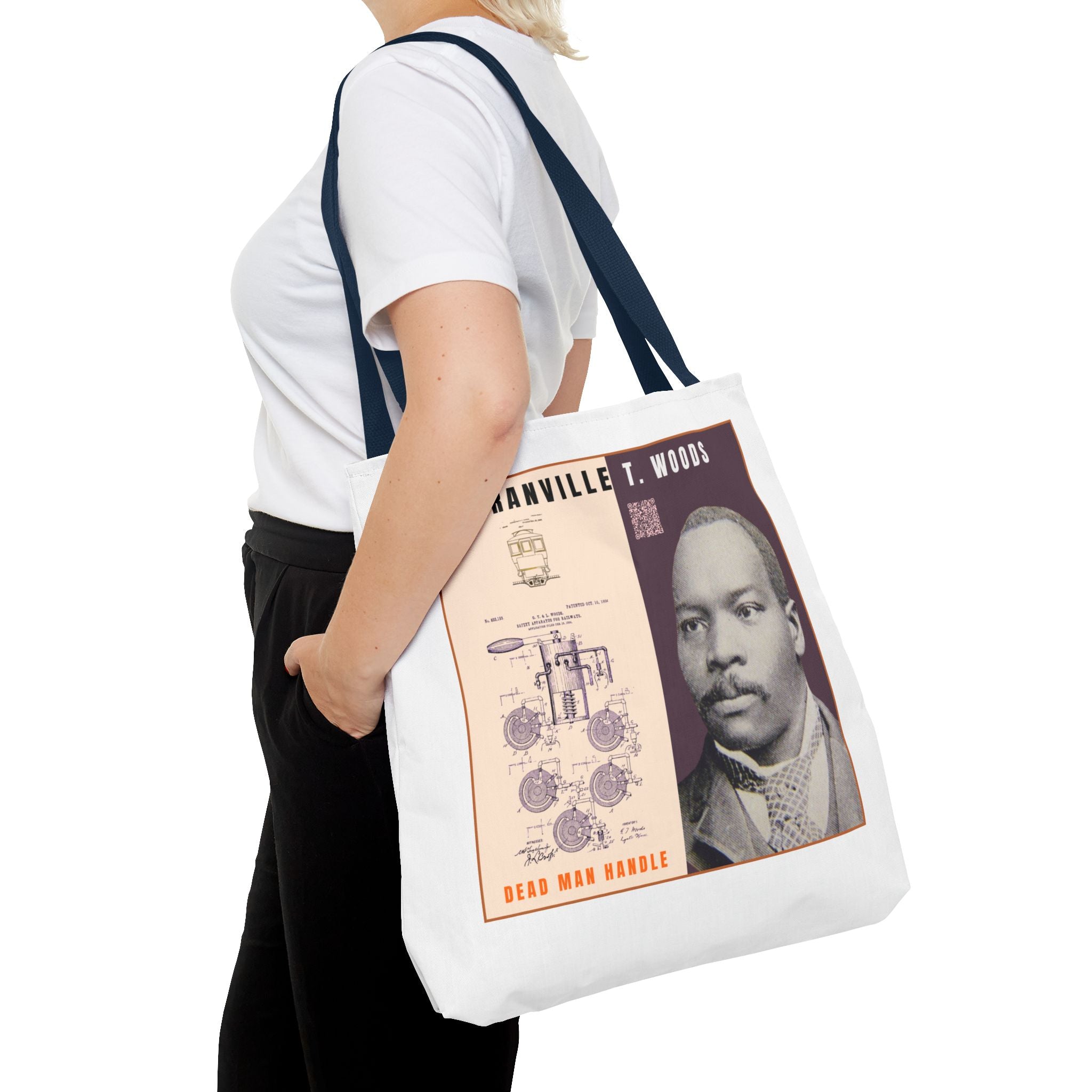 Granville T. Woods Historical Portrait Tote Bag (White)