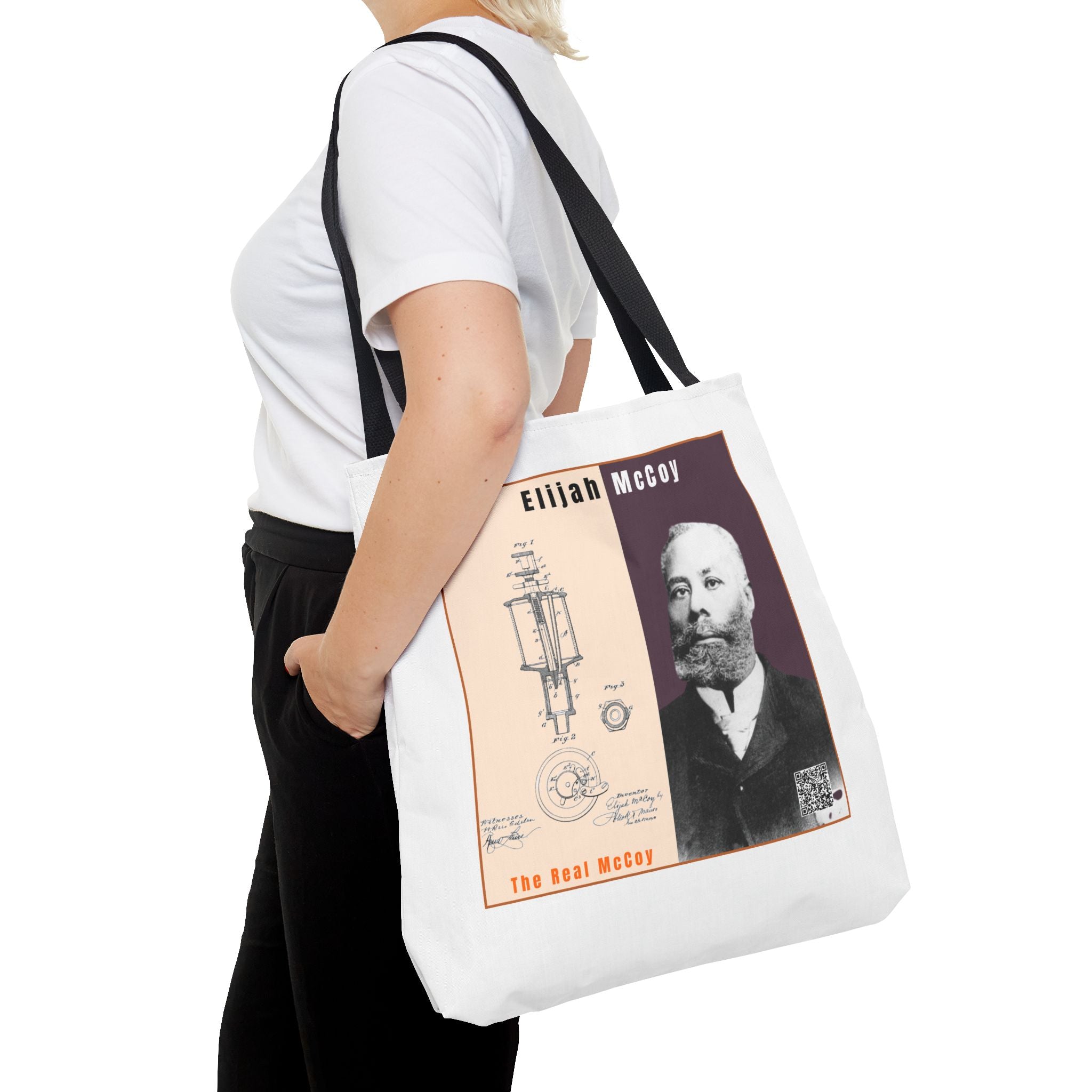 Defend Black Memories: Elijah McCoy Historical Portrait AOP Tote Bag