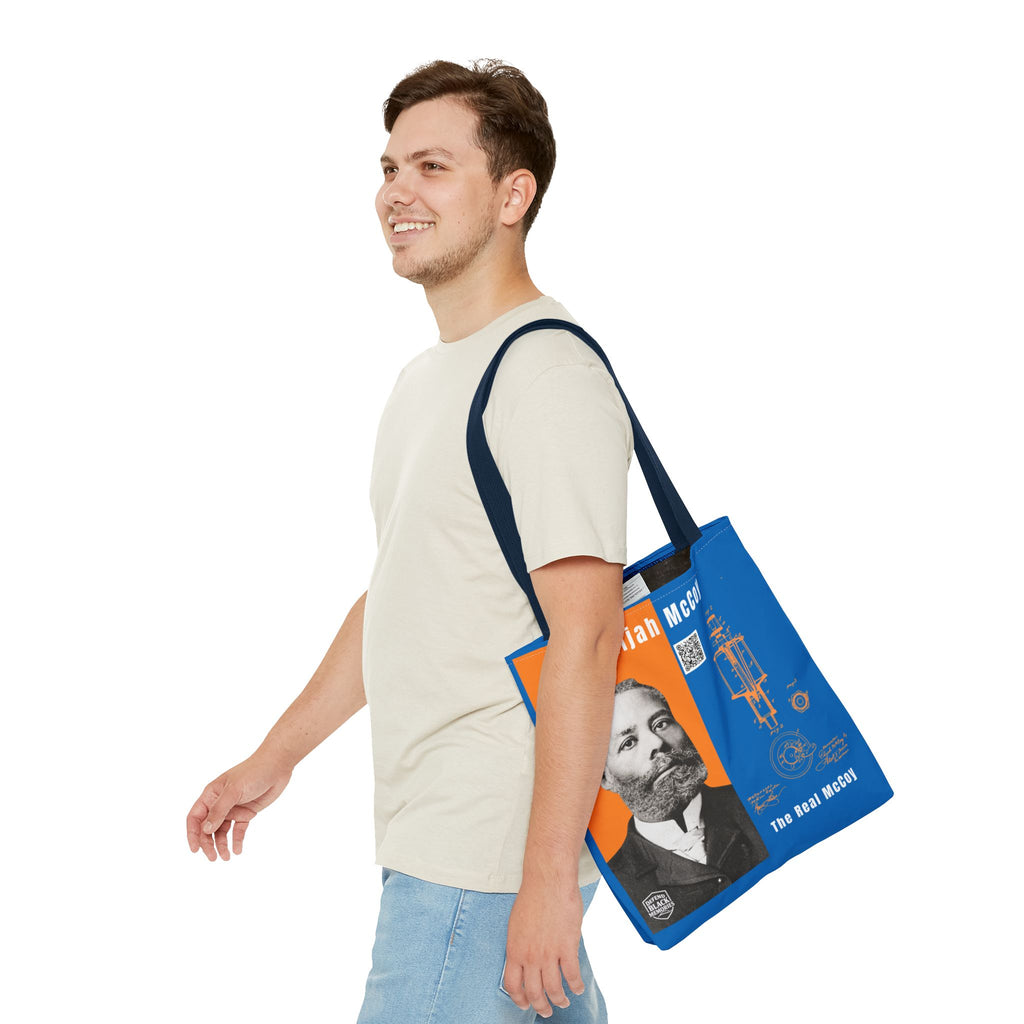Elijah McCoy 'The Real McCoy' Tote Bag — Inspirational History Tribute (White)