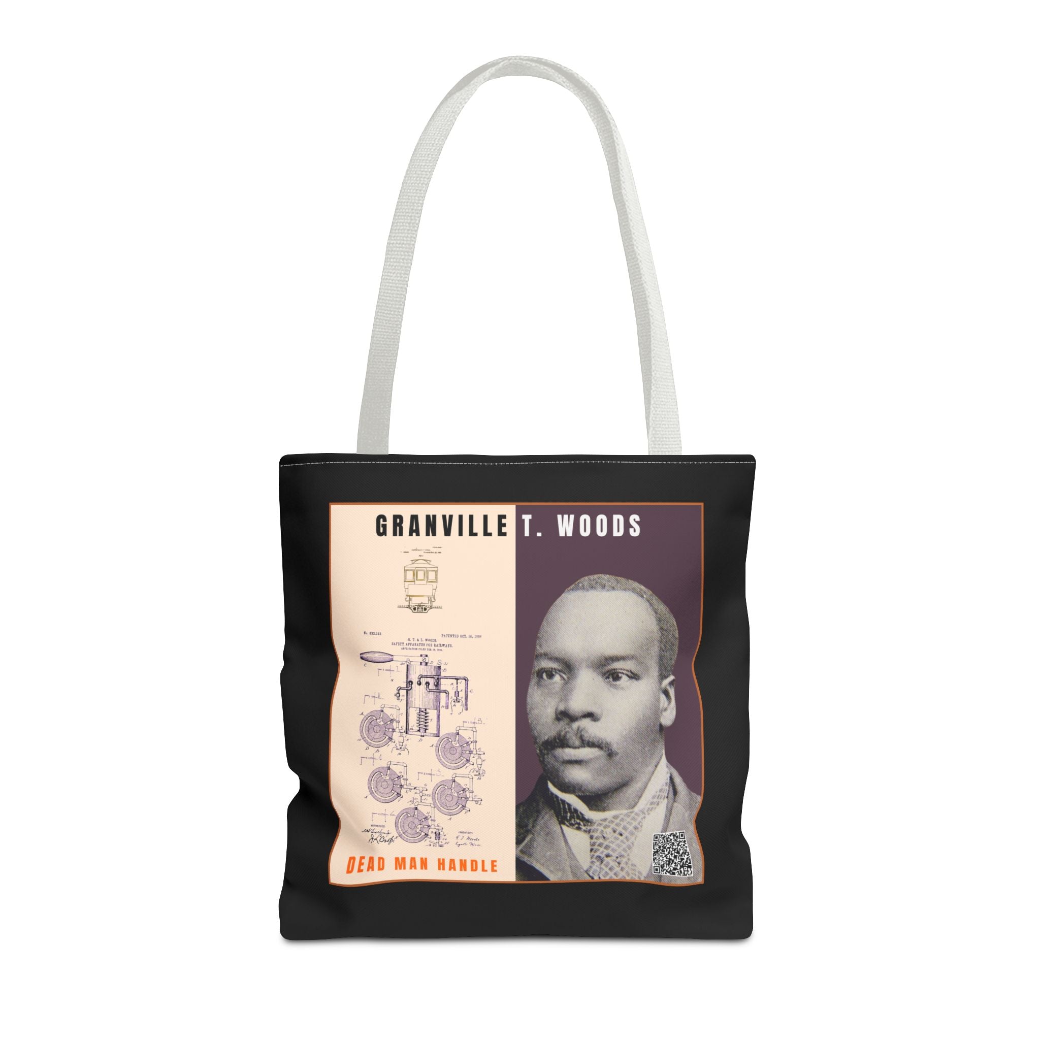 Granville T. Woods Historical Portrait Tote Bag (Black)