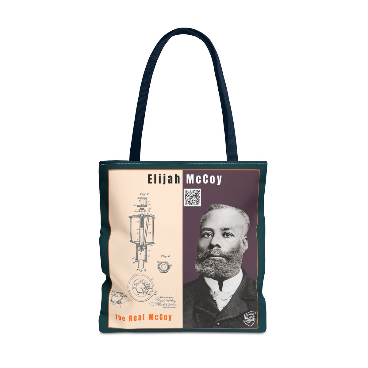 Elijah McCoy 'The Real McCoy' Tote Bag — Inspirational History Tribute (Muted Teal)