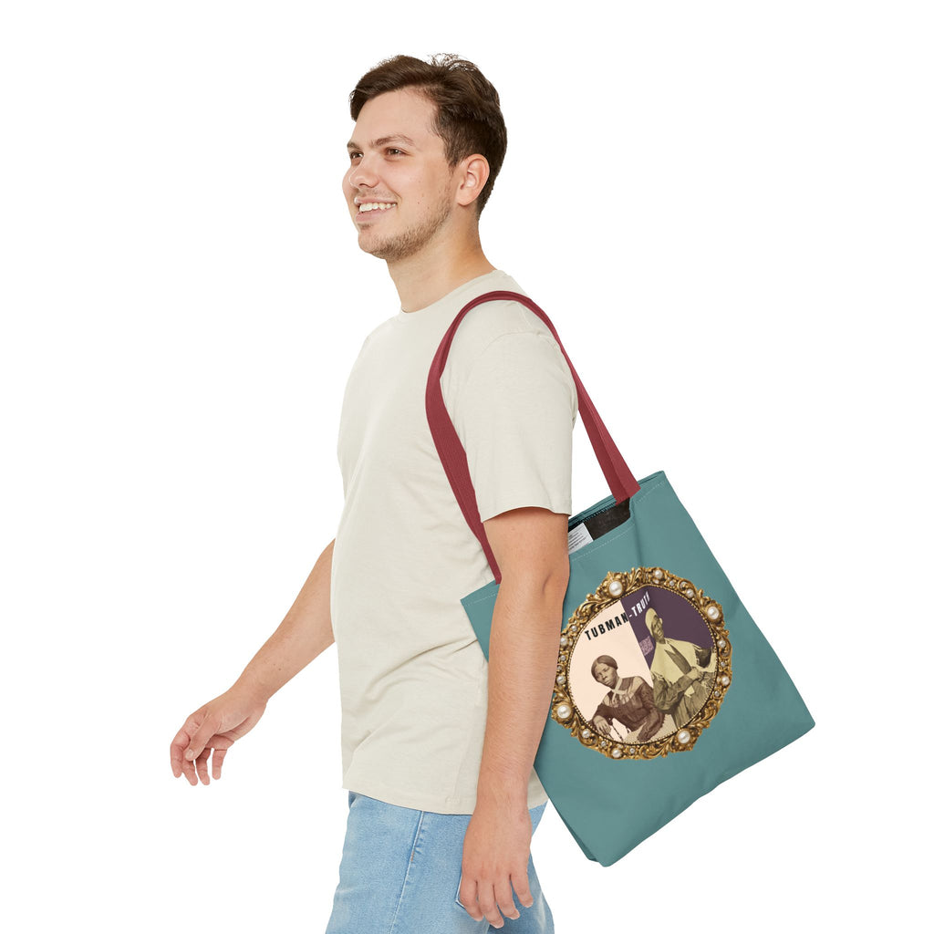 Tubman-Truth Brooch Graphic Tote Bag (Dark Teal)