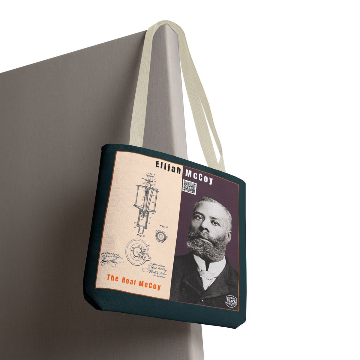 Elijah McCoy 'The Real McCoy' Tote Bag — Inspirational History Tribute (Muted Teal)