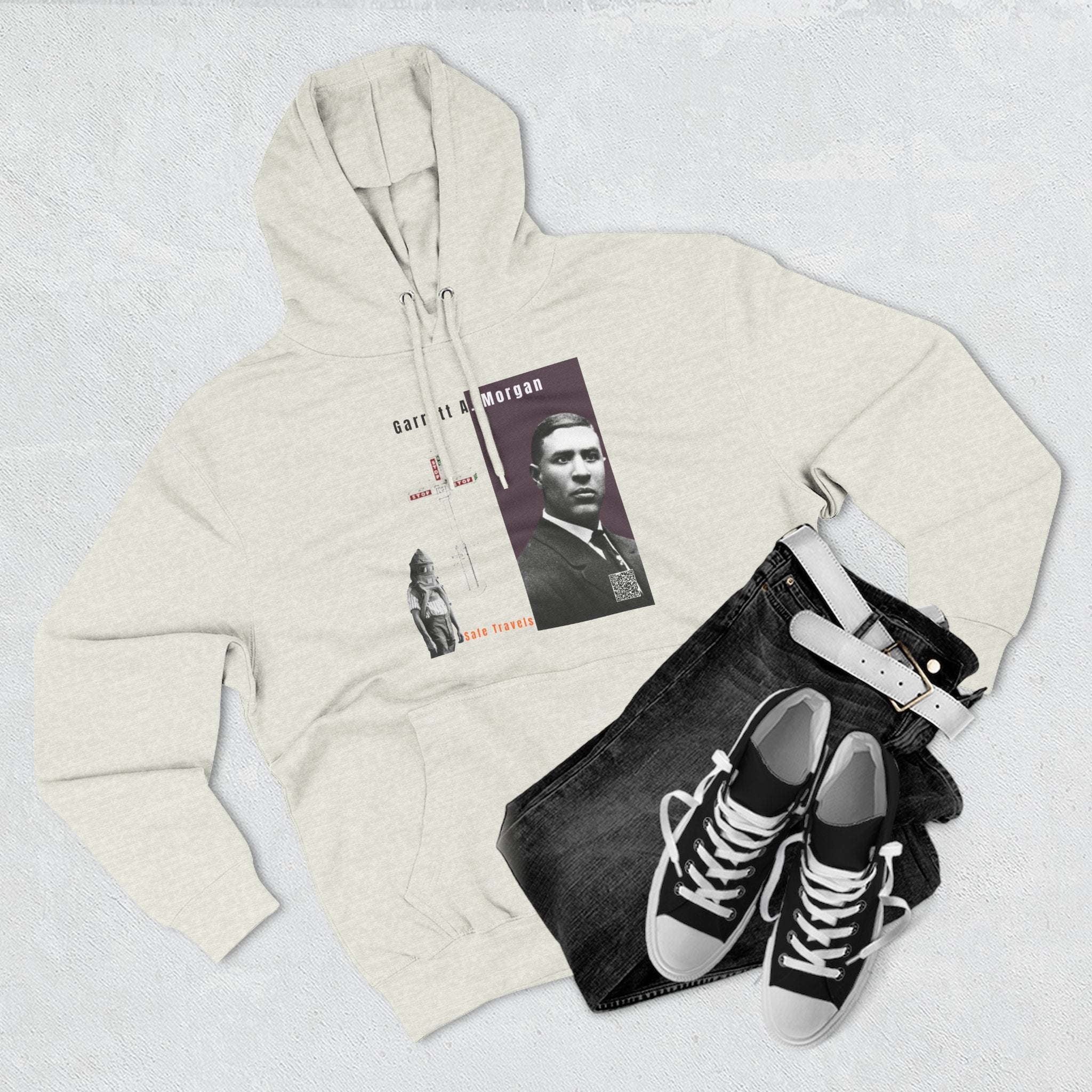 Defend Black Memories: Garrett A. Morgan Three-Panel Historic Black Portrait Hoodie