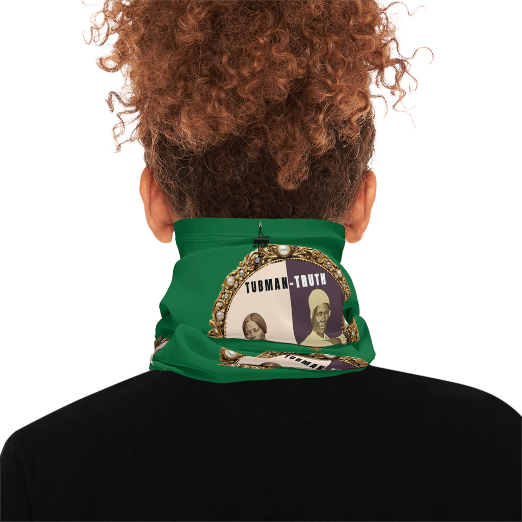 Tubman-Truth Brooch Graphic, Winter Neck Gaiter W/Drawstring (Green)
