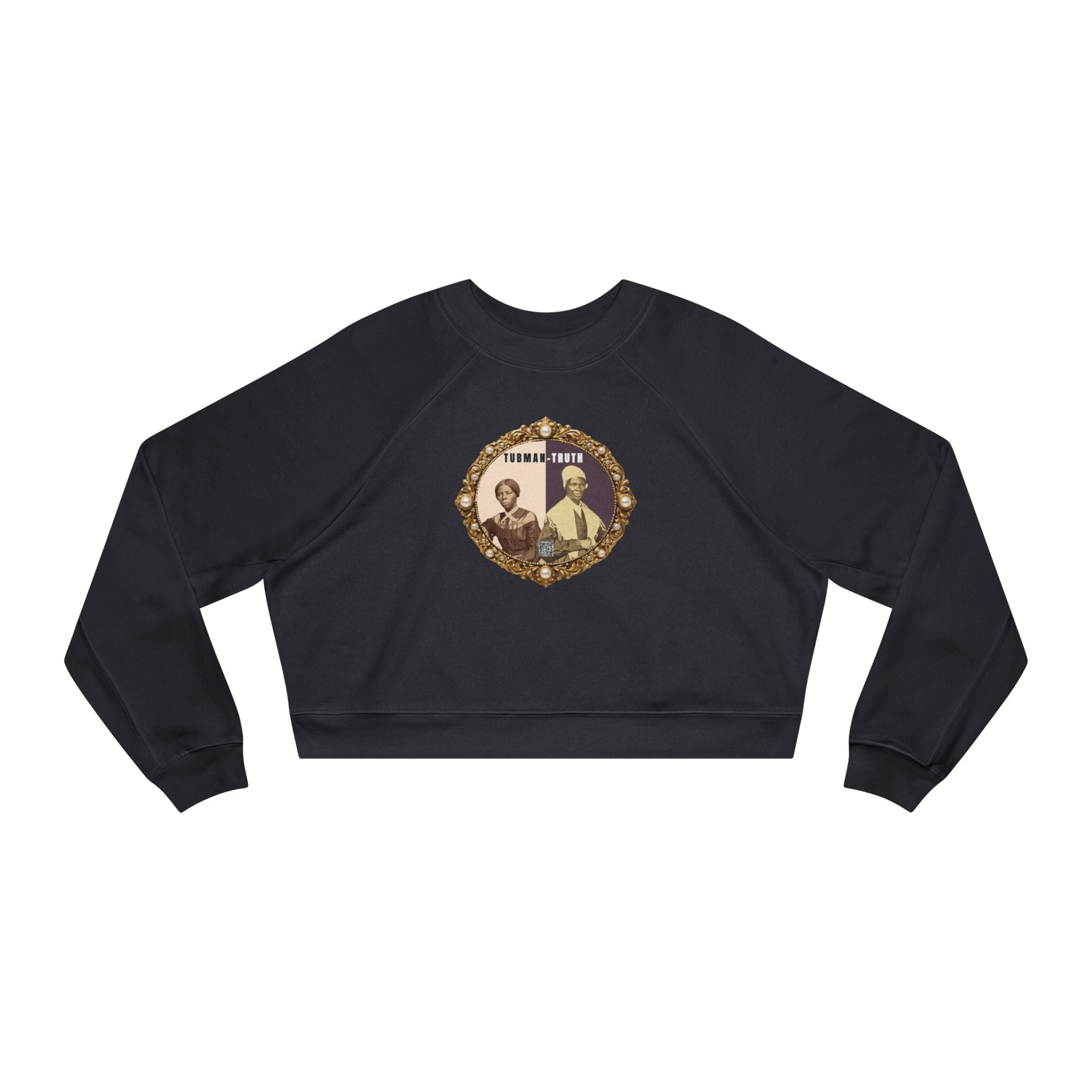Tubman-Truth, Front Brooch Graphic, Women's Cropped Fleece Pullover