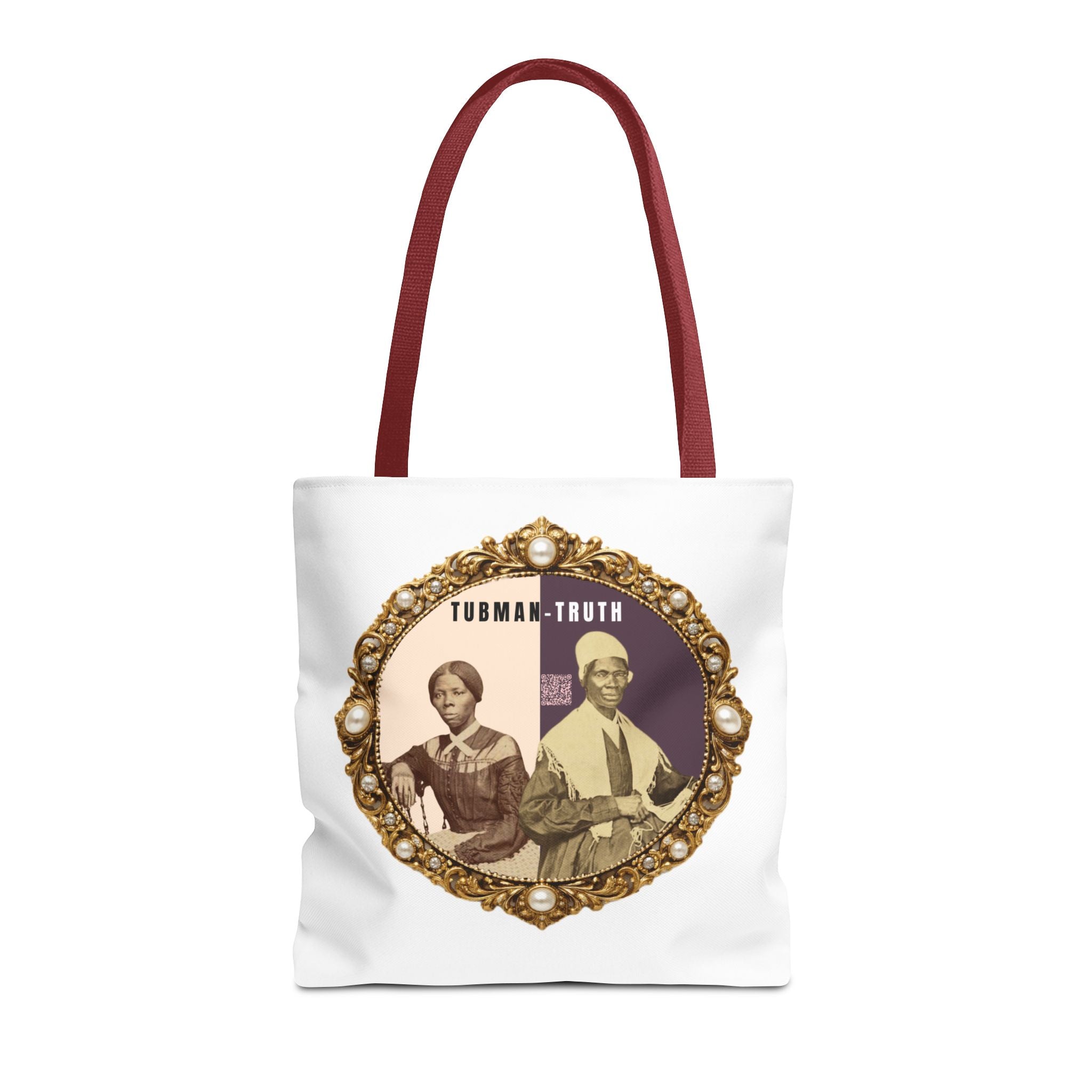 Tubman-Truth Brooch Graphic Tote Bag (White)