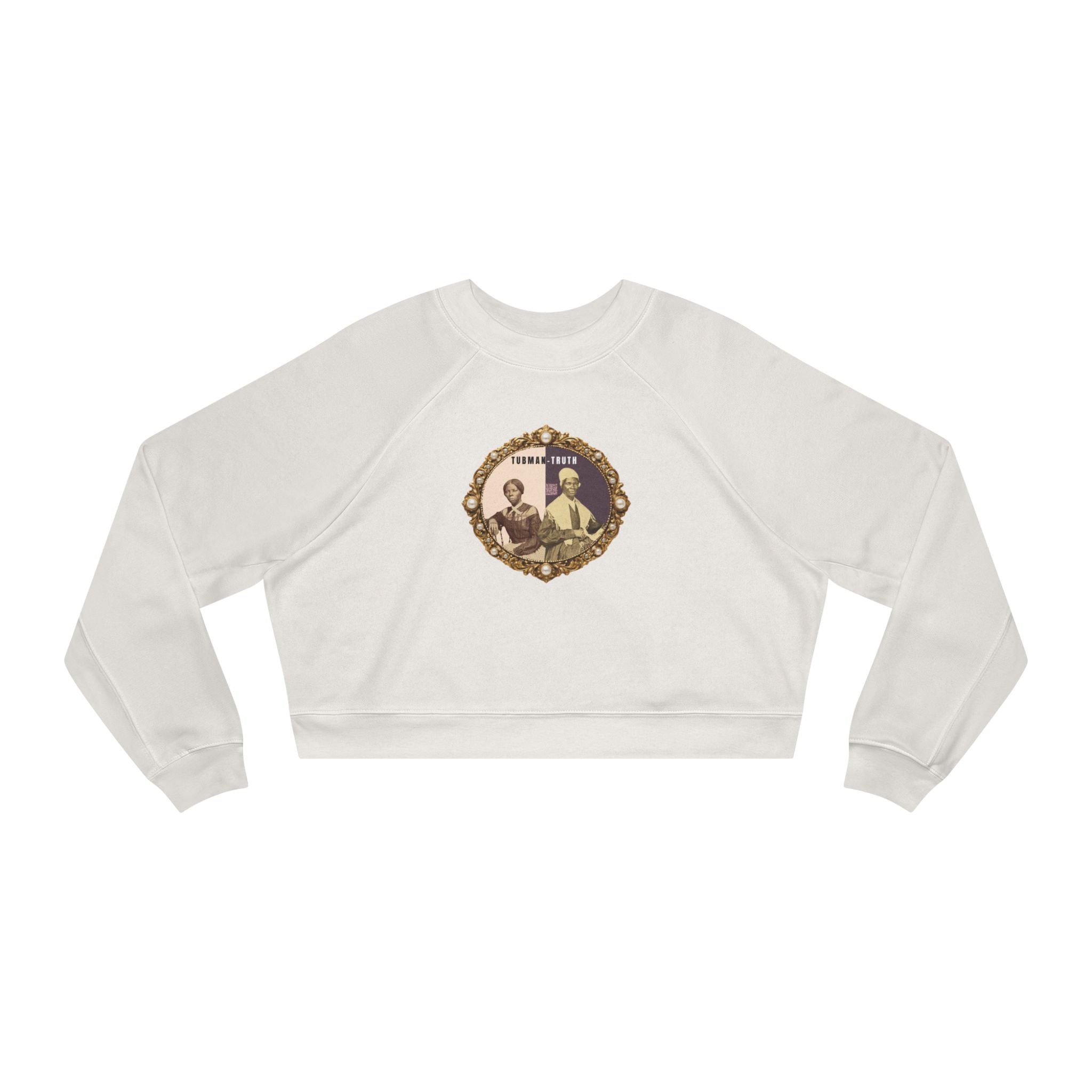 Tubman-Truth, Front Brooch Graphic, Women's Cropped Fleece Pullover