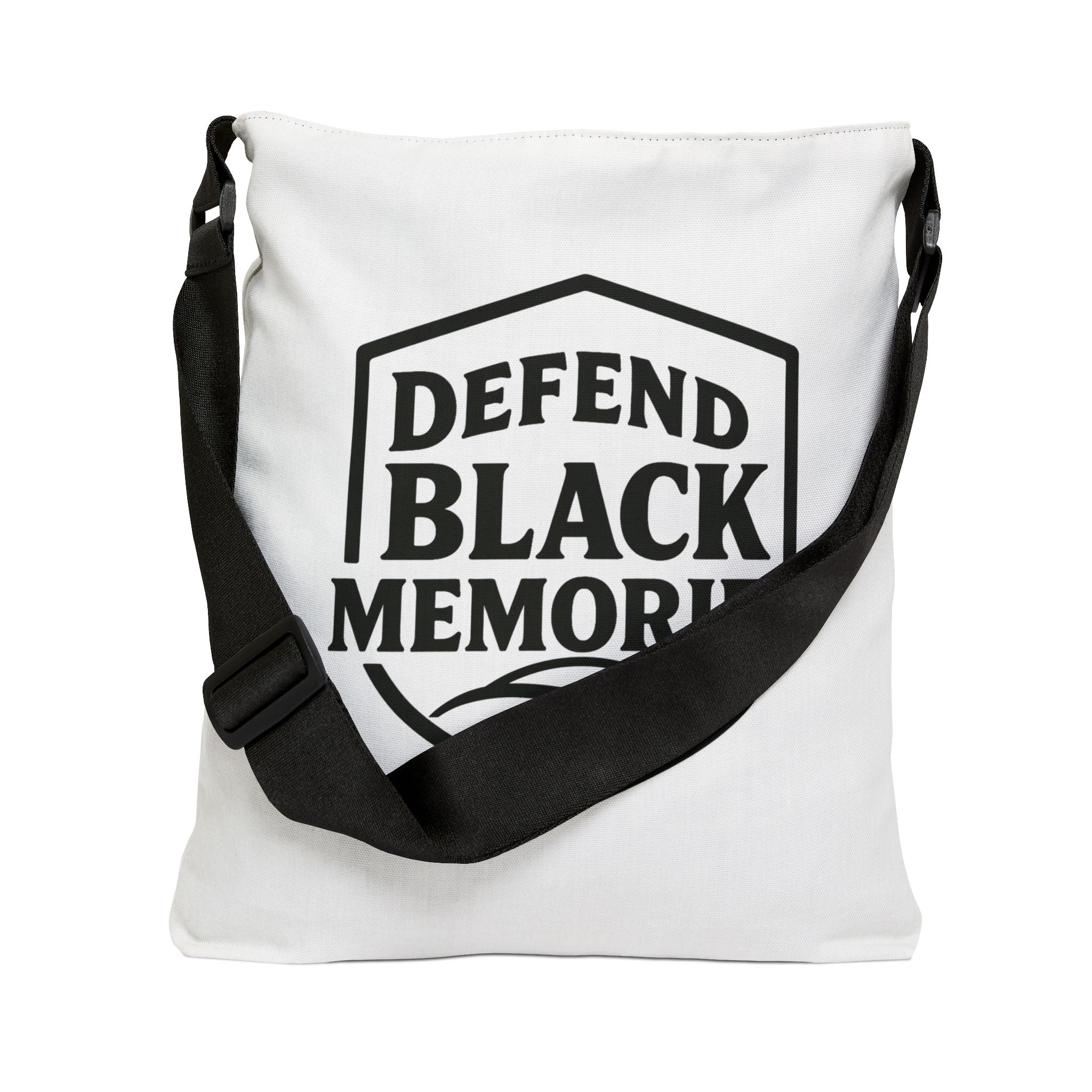 Adjustable Tote Bag — Simple White Tote with Black Logo