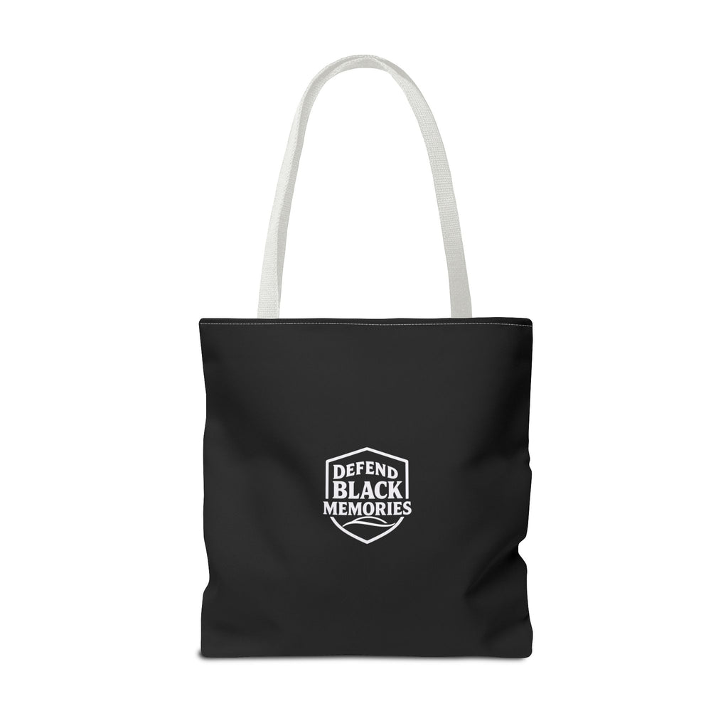 Granville T. Woods Historical Portrait Black Tote Bag (Trans/Dark Cerulean Block)