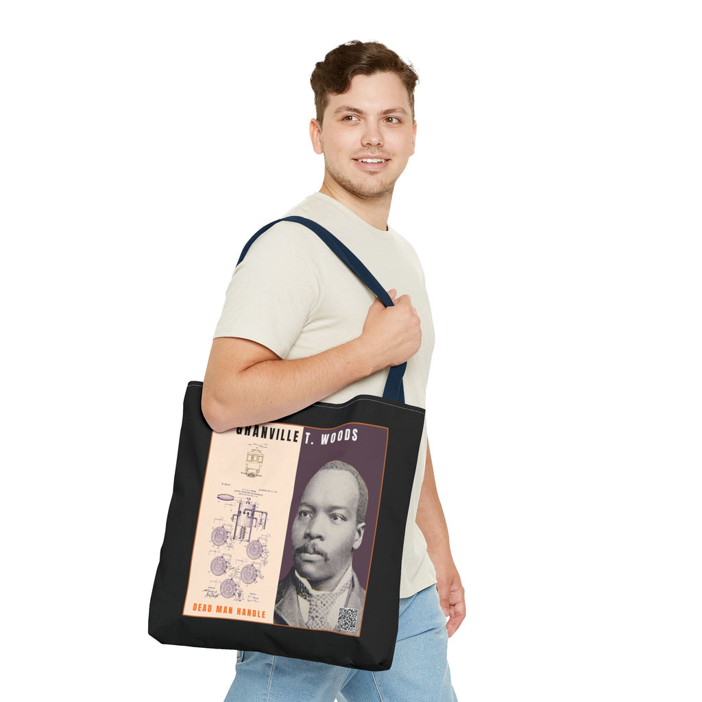Granville T. Woods Historical Portrait Tote Bag (Black)