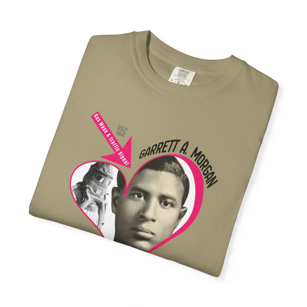 Garrett A. Morgan Oversize Heart Tribute Tee — Inventor of Traffic Signal & Gas Mask with QR Bio