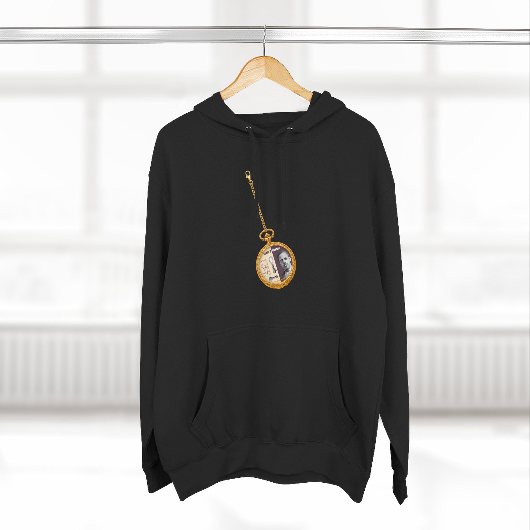 Lewis H Latimer Pocket Watch Three-Panel Fleece Hoodie