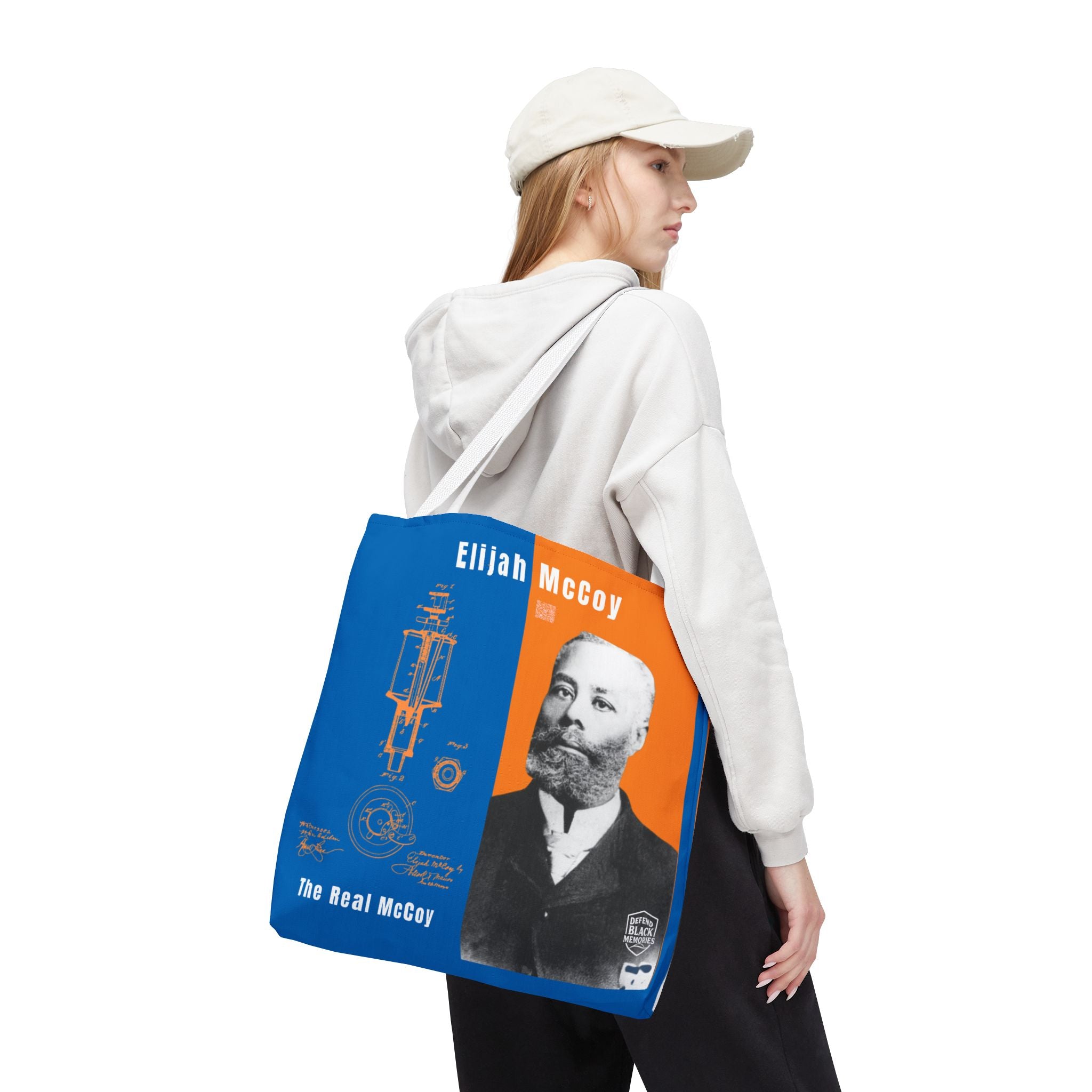Elijah McCoy 'The Real McCoy' Tote Bag — Inspirational History Tribute (White)
