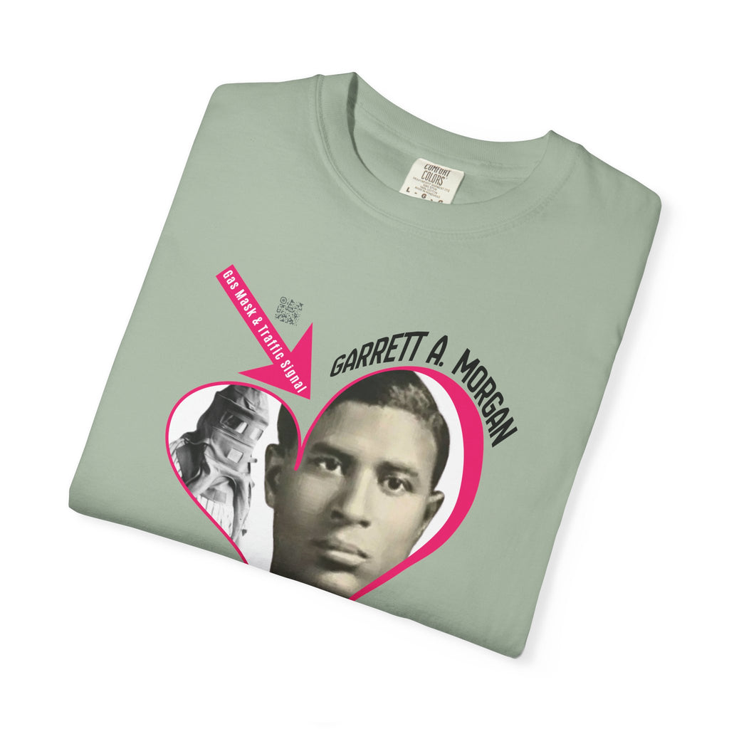Garrett A. Morgan Oversize Heart Tribute Tee — Inventor of Traffic Signal & Gas Mask with QR Bio