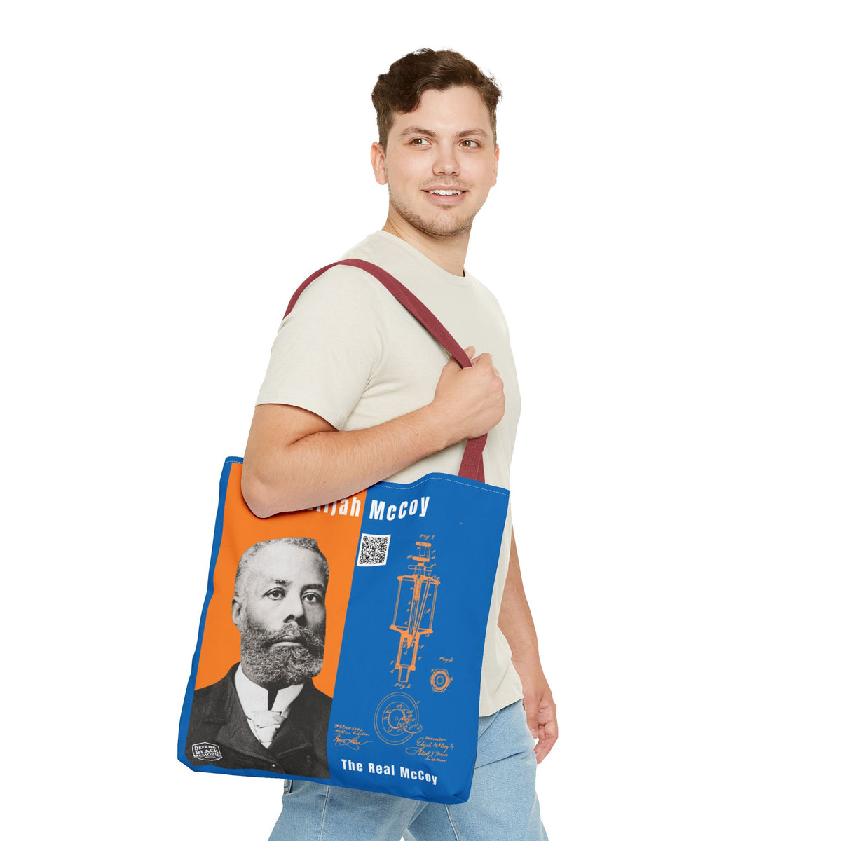 Elijah McCoy 'The Real McCoy' Tote Bag — Inspirational History Tribute (White)
