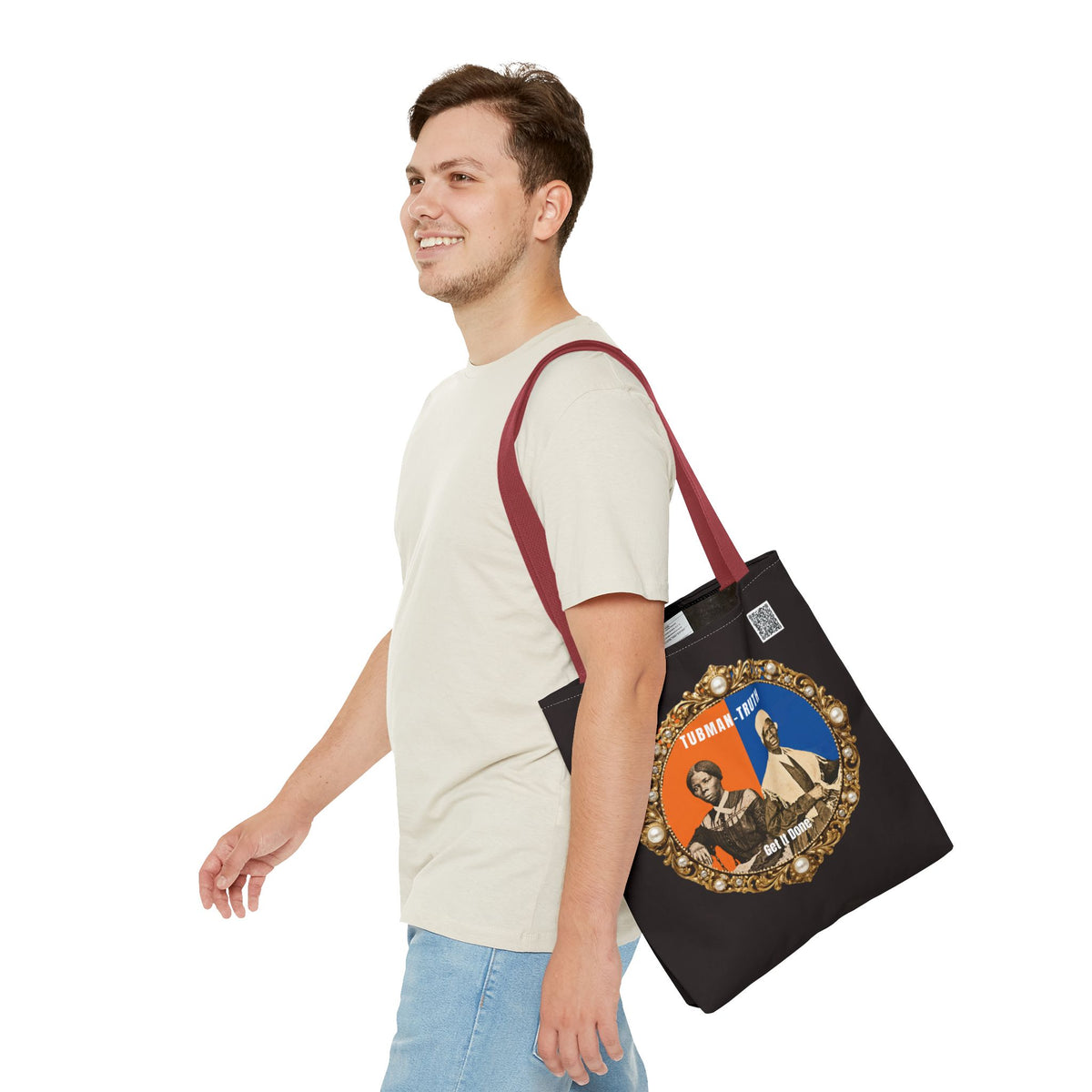 Tubman-Truth Brooch Graphic Tote Bag (Black)