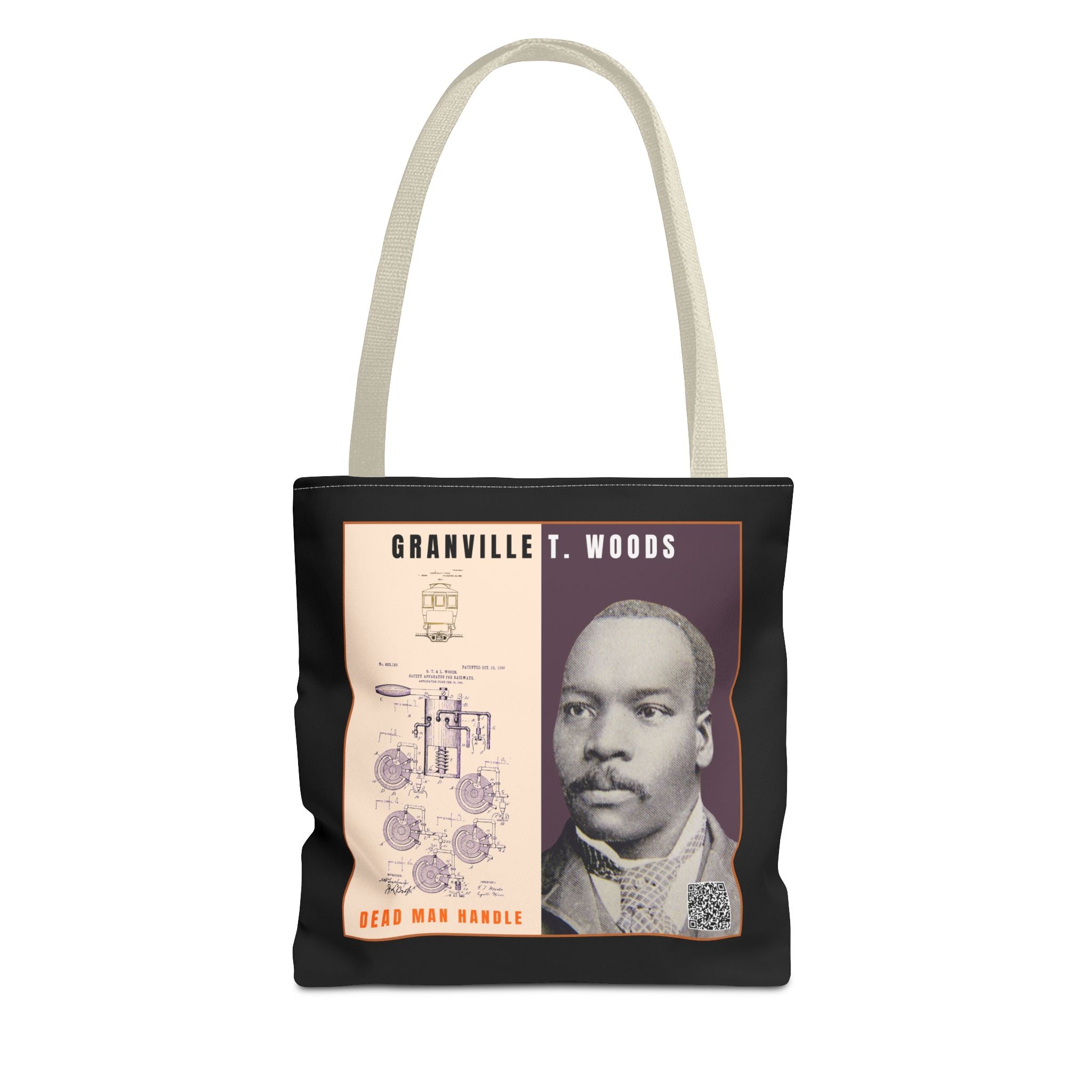 Granville T. Woods Historical Portrait Tote Bag (Black)