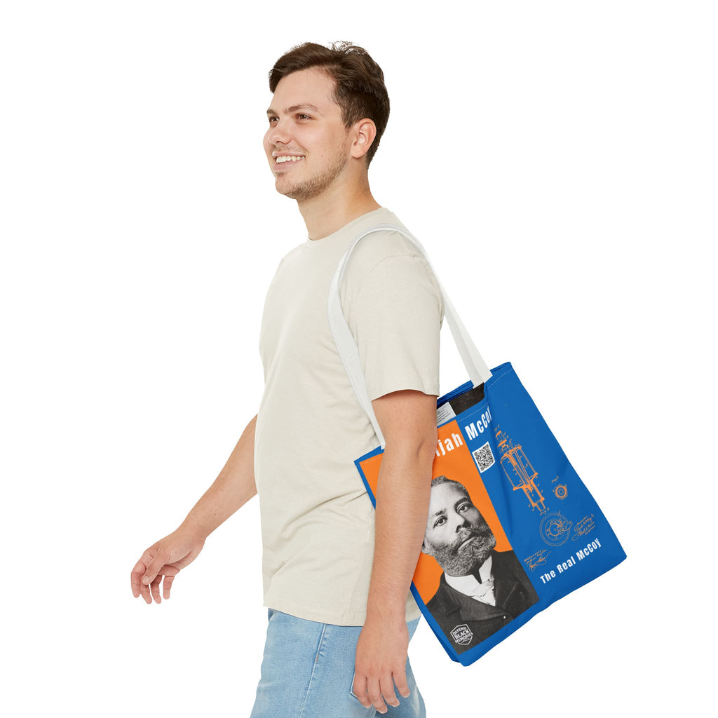 Elijah McCoy 'The Real McCoy' Tote Bag — Inspirational History Tribute (White)