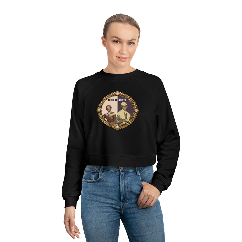 Tubman-Truth, Front Brooch Graphic, Women's Cropped Fleece Pullover