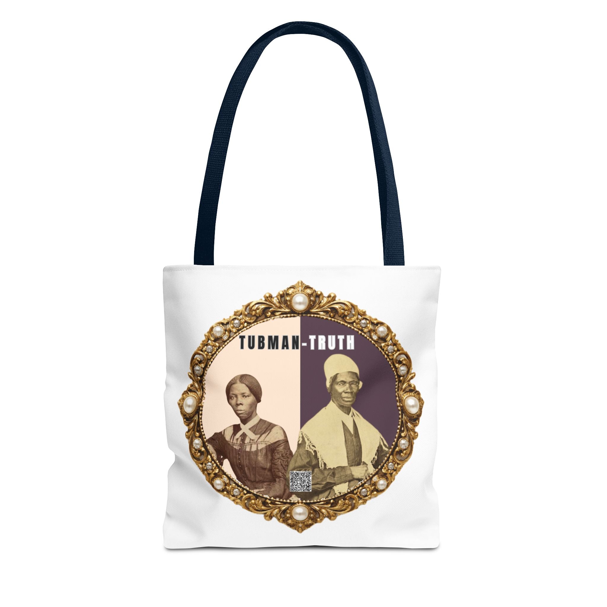 Tubman-Truth Brooch Graphic Tote Bag (White)