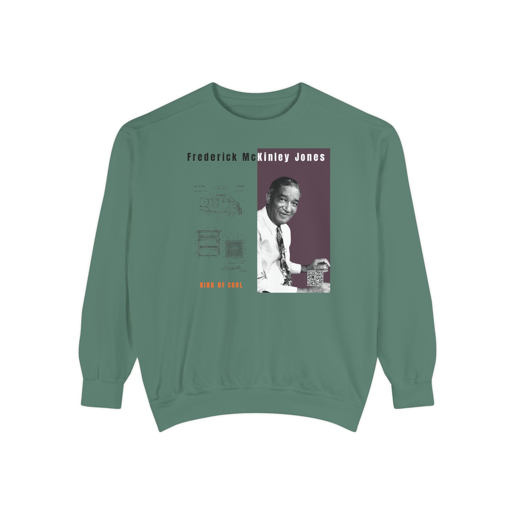 Defend Black Memories:  Frederick McKinley Jones Unisex, Garment-Dyed Tribute Sweatshirt