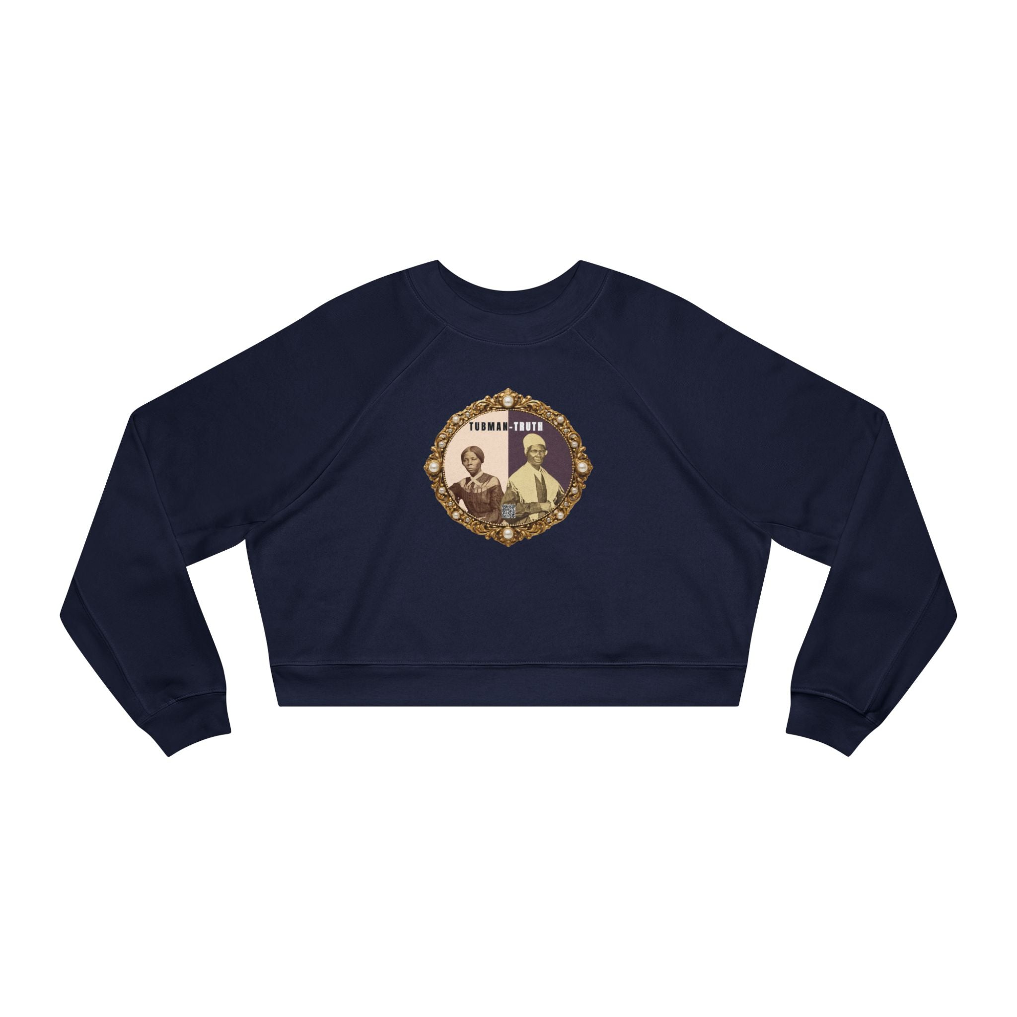 Tubman-Truth, Front Brooch Graphic, Women's Cropped Fleece Pullover