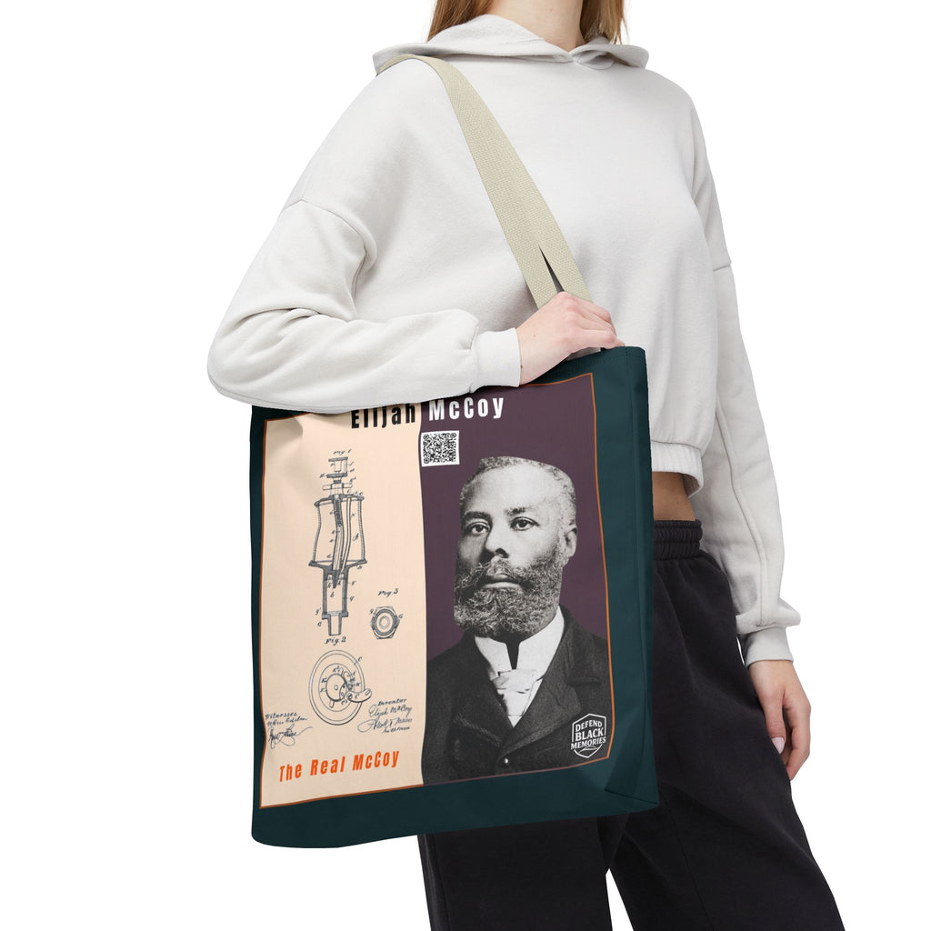 Elijah McCoy 'The Real McCoy' Tote Bag — Inspirational History Tribute (Muted Teal)