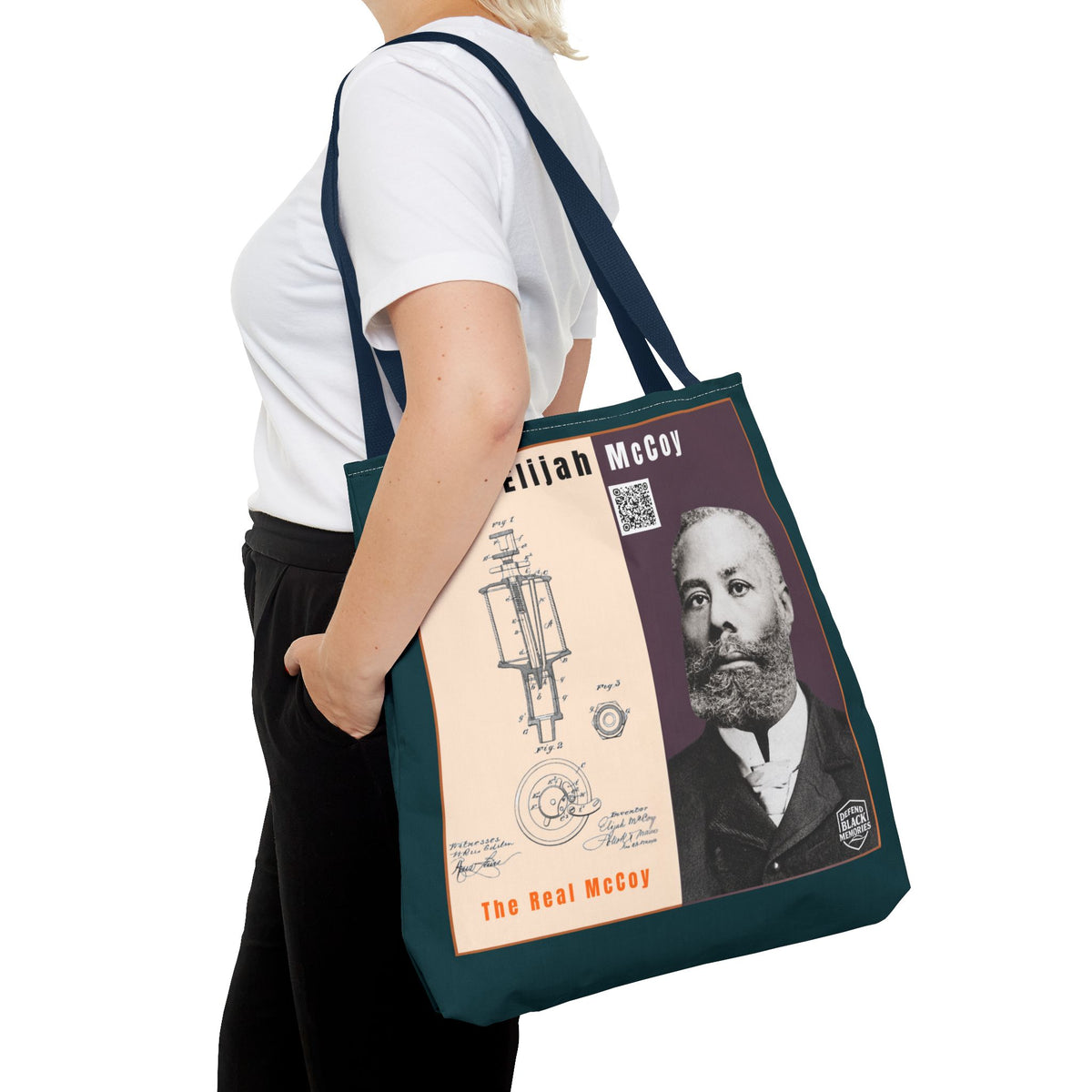 Elijah McCoy 'The Real McCoy' Tote Bag — Inspirational History Tribute (Muted Teal)