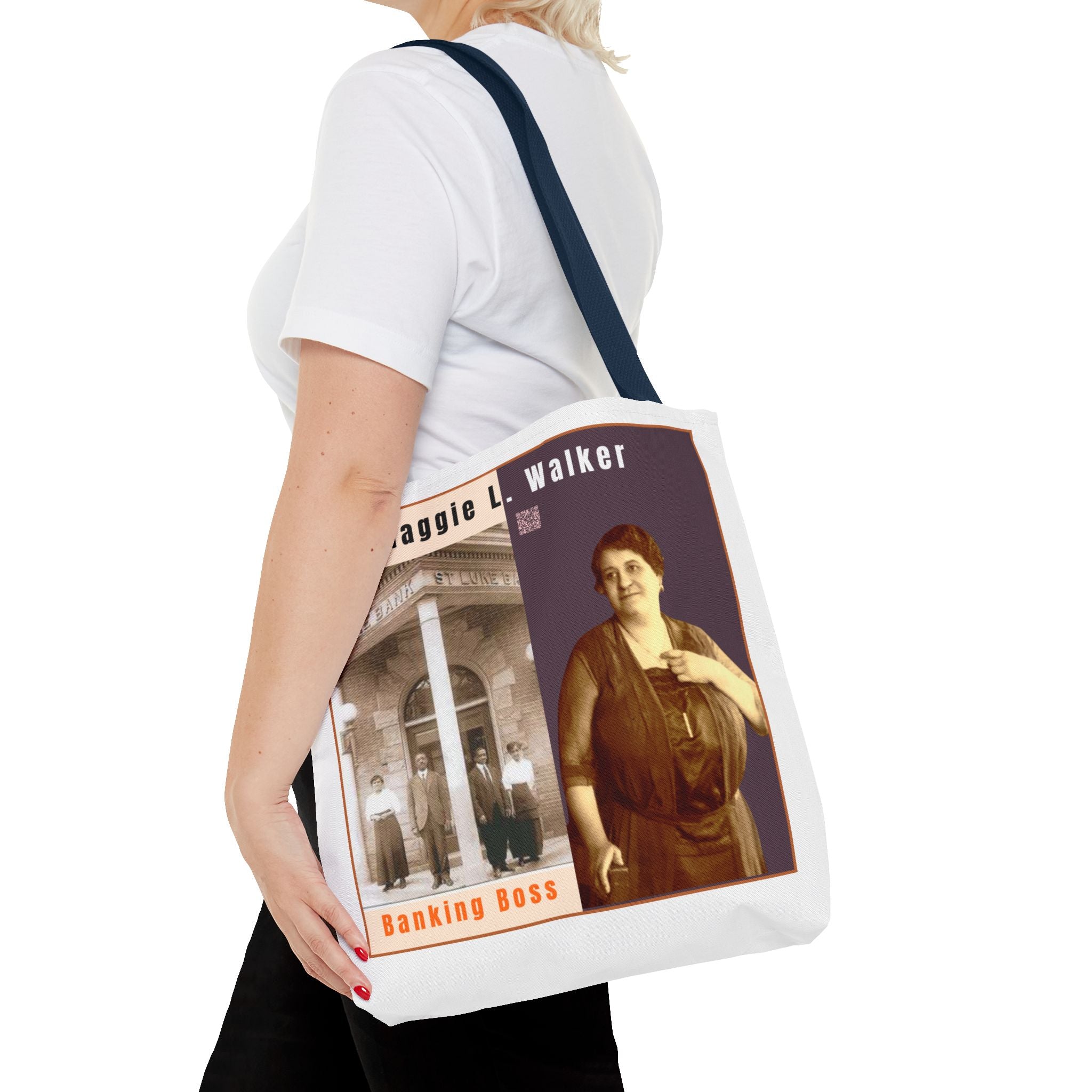 Maggie L. Walker Graphic Tote Bag — Black and Bold Historical Icon Design