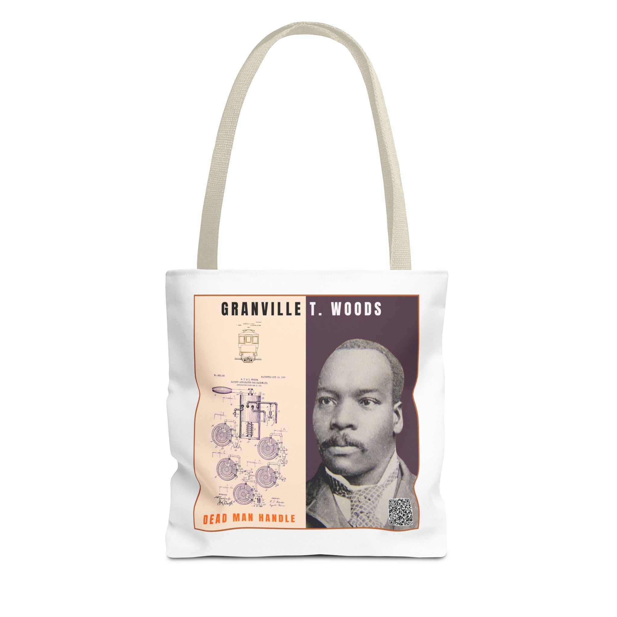 Defend Black Memories: Granville T. Woods Historical Portrait AOP Tote Bag