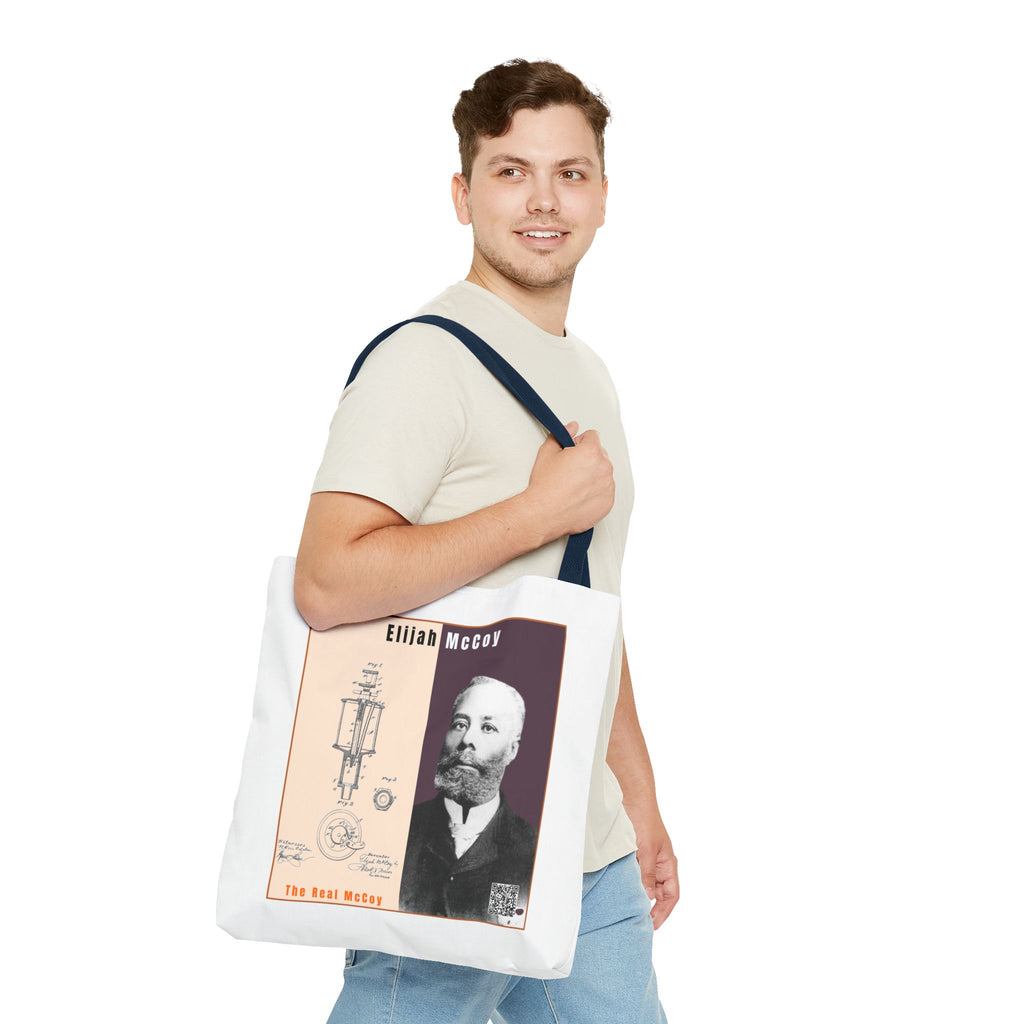 Defend Black Memories: Elijah McCoy Historical Portrait AOP Tote Bag