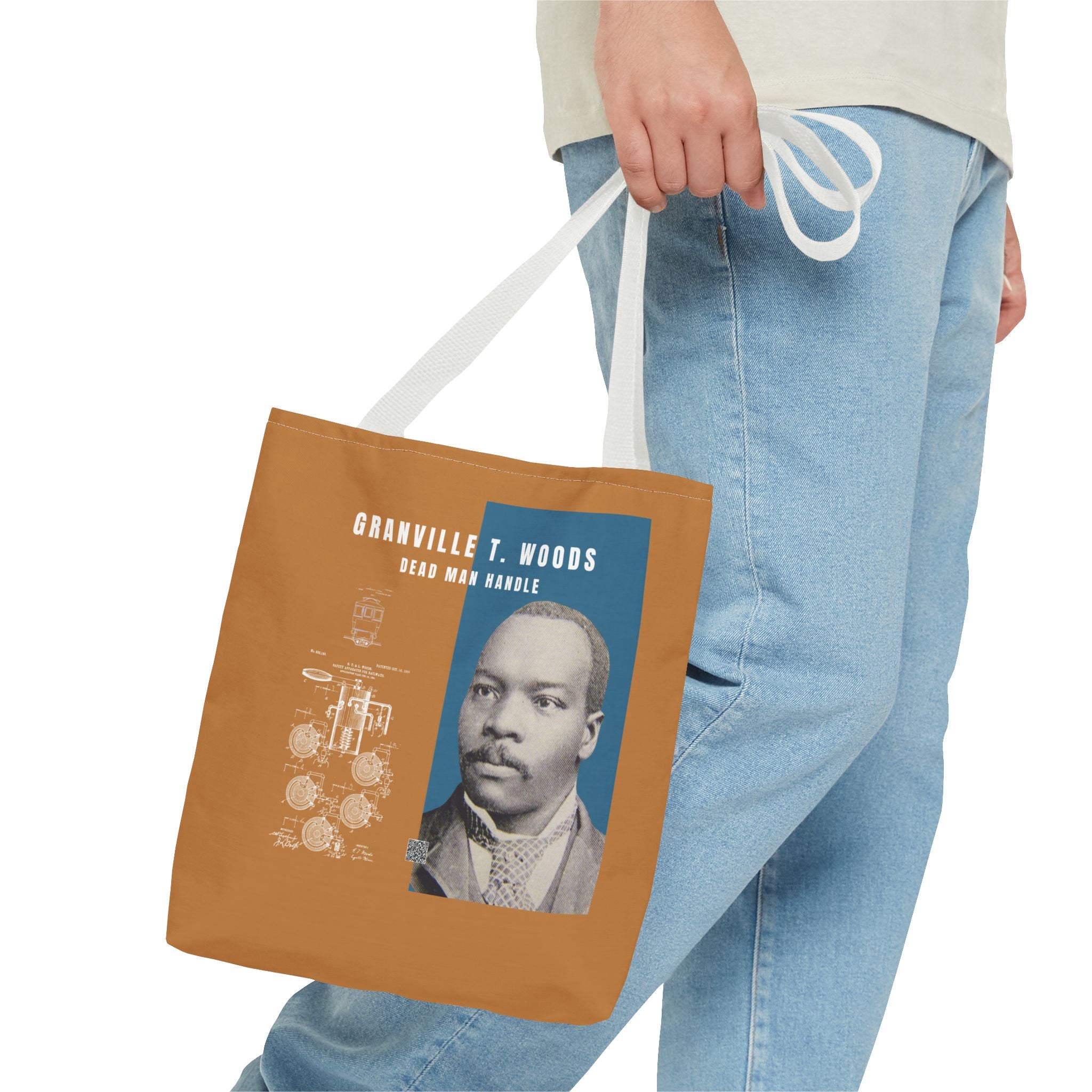 Granville T. Woods Historical Portrait Tote Bag (Light Brown)