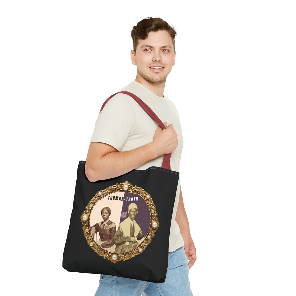 Tubman-Truth Brooch Graphic Tote Bag (Black)
