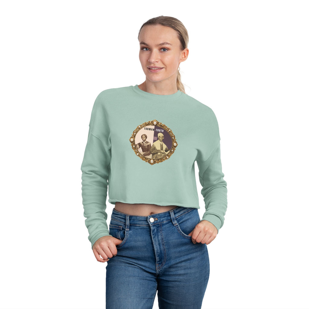 Tubman-Truth, Front Brooch Graphic, Women's Cropped Sweatshirt