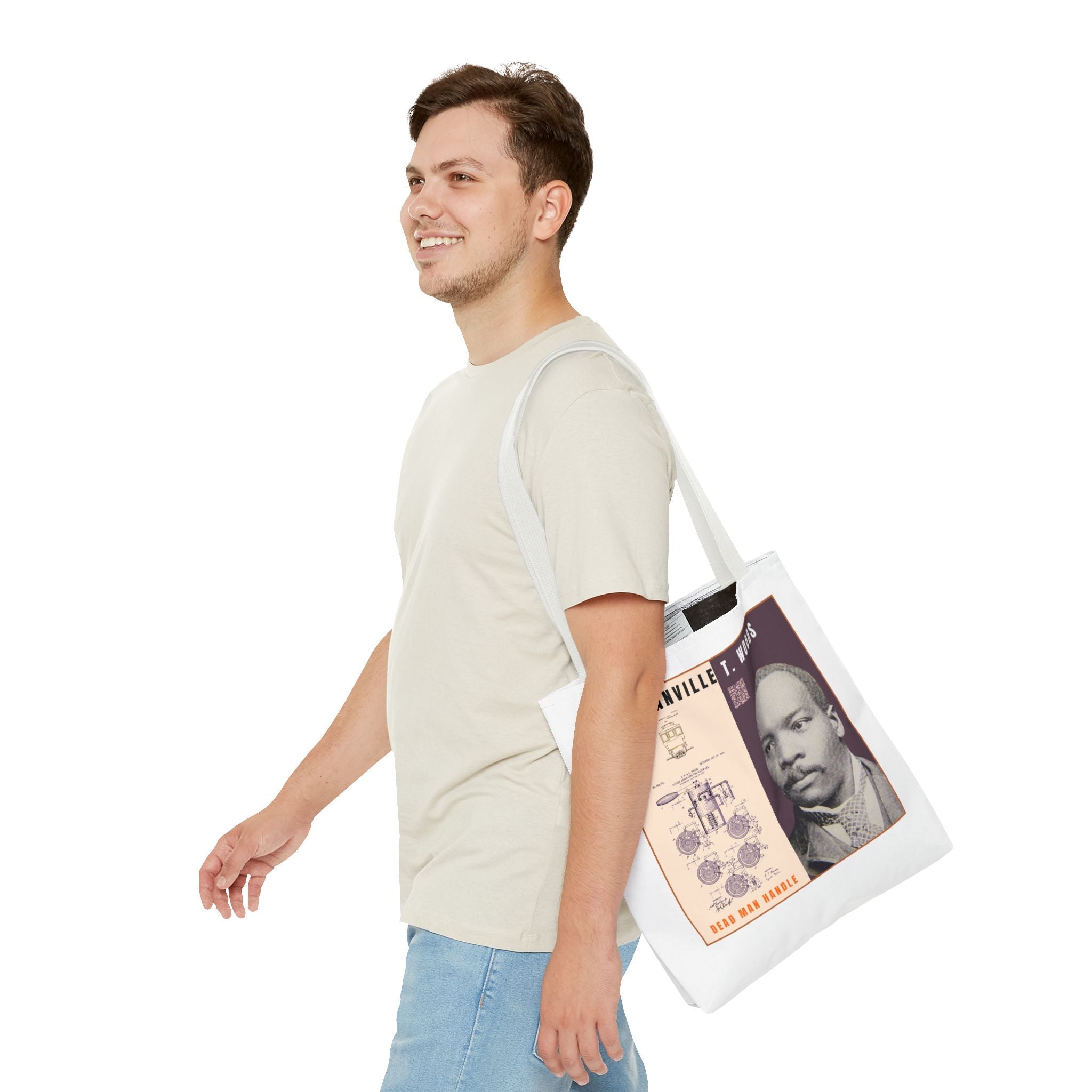 Granville T. Woods Historical Portrait Tote Bag (White)