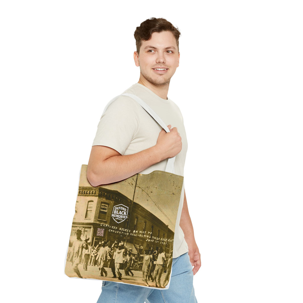 Tulsa Massacre 'Hands Up" Tote Bag (White)