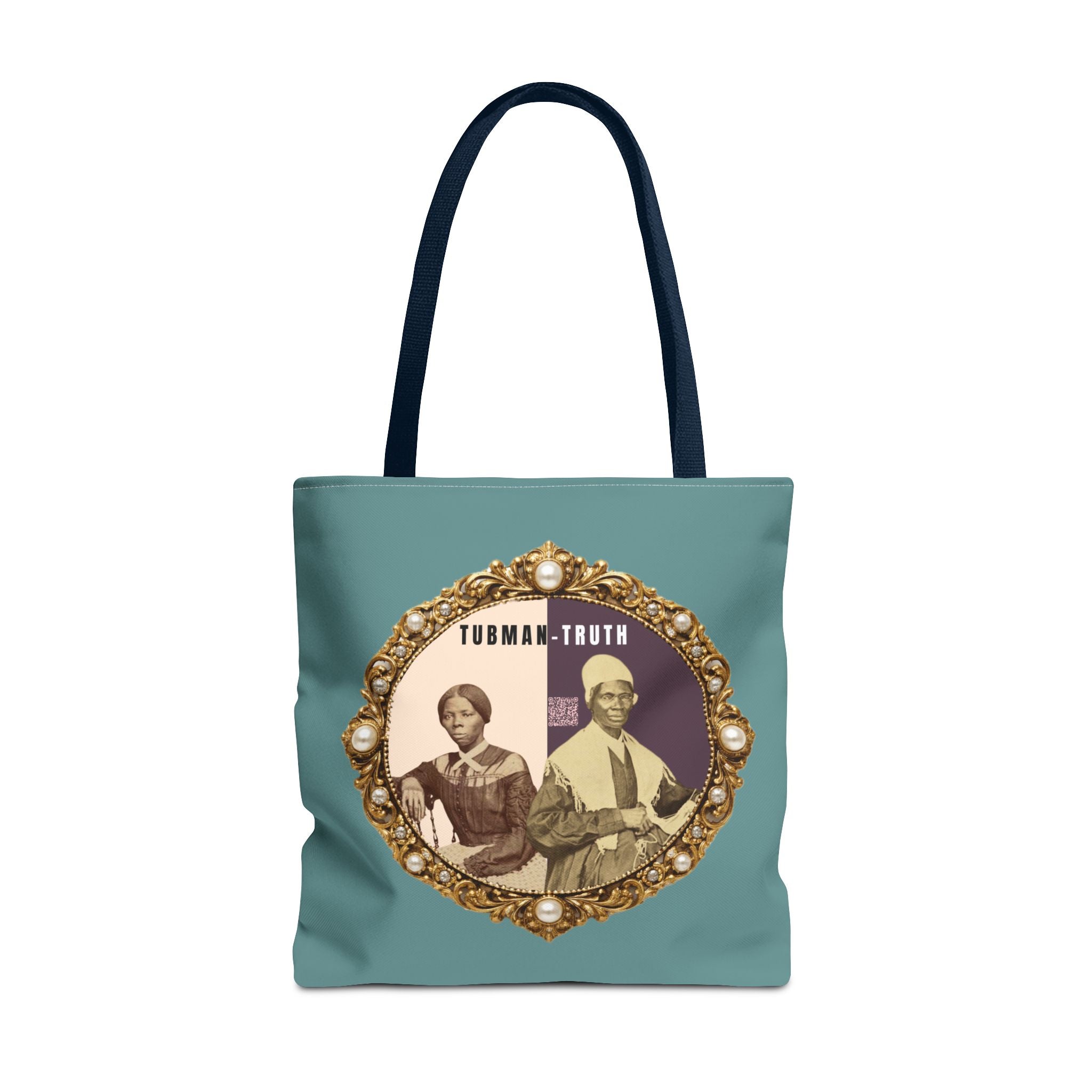 Tubman-Truth Brooch Graphic Tote Bag (Dark Teal)