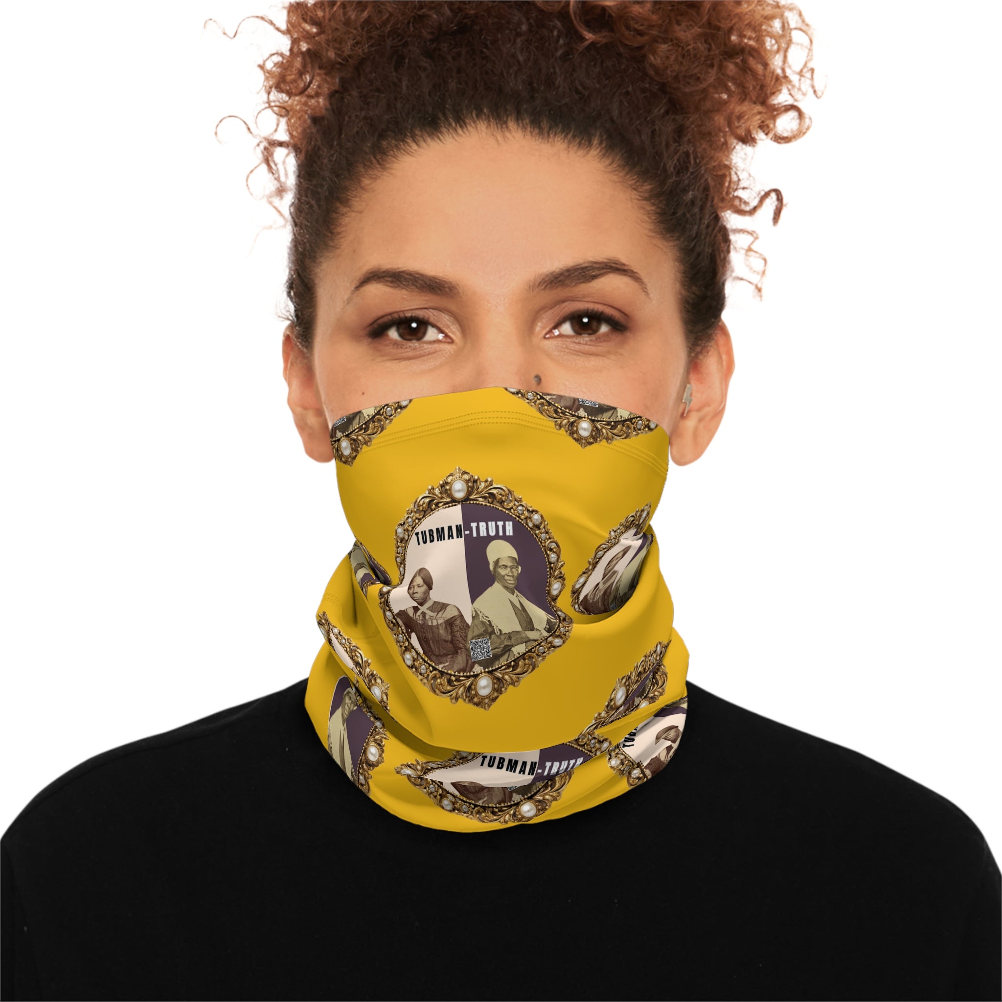 Tubman-Truth Winter Neck Gaiter With Drawstring (Mustard)
