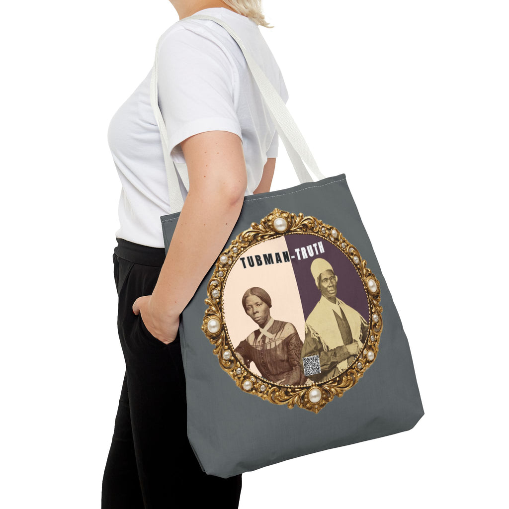 Tubman-Truth Brooch Graphic Tote Bag (Dark grey)
