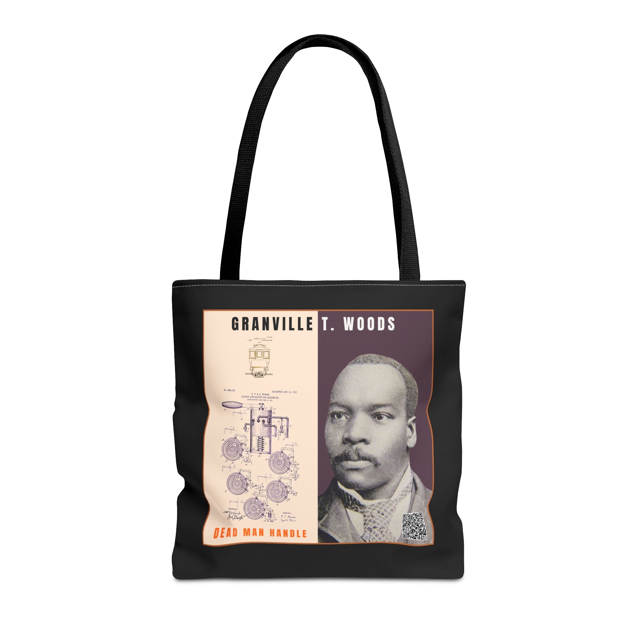 Granville T. Woods Historical Portrait Tote Bag (Black)