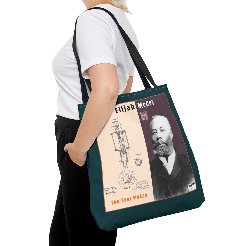 Elijah McCoy 'The Real McCoy' Tote Bag — Inspirational History Tribute (Muted Teal)