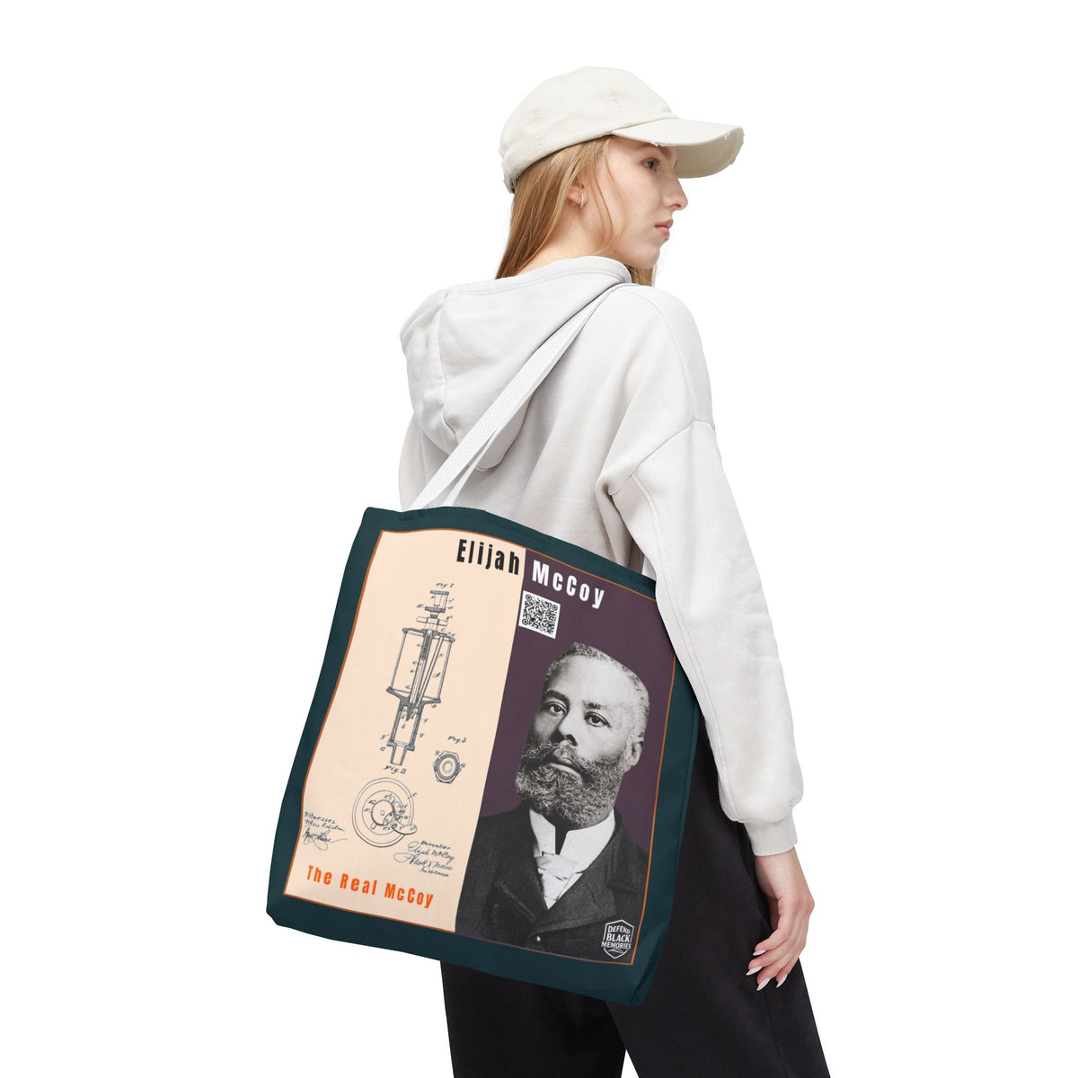 Elijah McCoy 'The Real McCoy' Tote Bag — Inspirational History Tribute (Muted Teal)