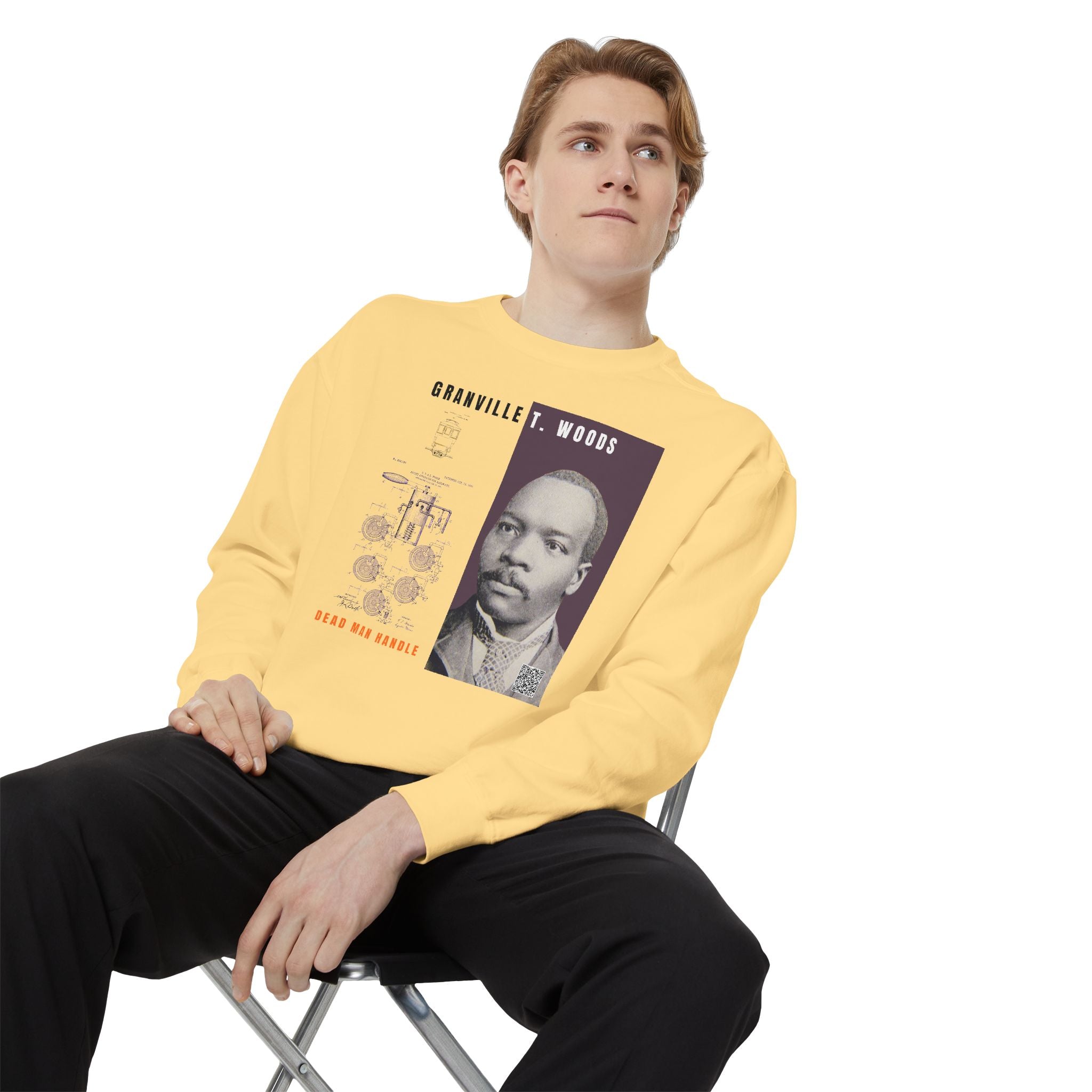 Defend Black Memories: Granville T. Woods Portrait Sweatshirt, Heritage Crewneck