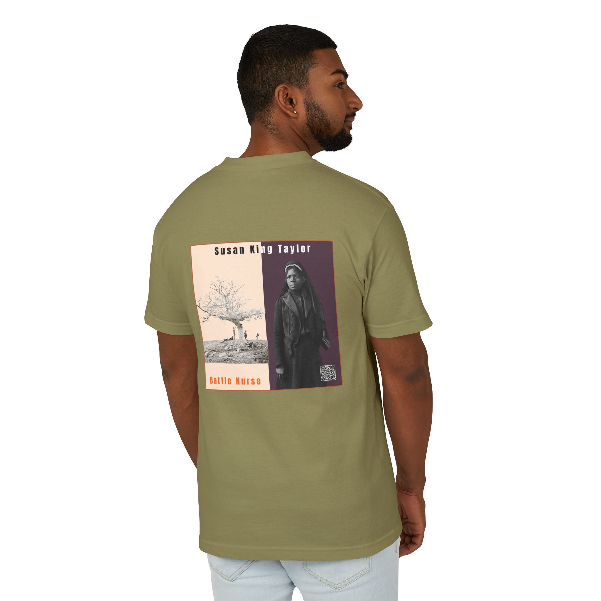 Susan King Taylor, Historical Portrait T-shirt, w/Back Graphic (2-tone),